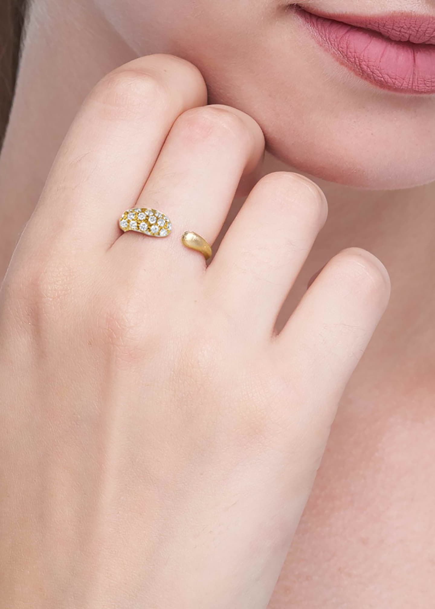 FARAONE MENNELLA by R.F.M.A.S. Gocce 18K Yellow Gold Diamond Pave Ring Image 2 of 2