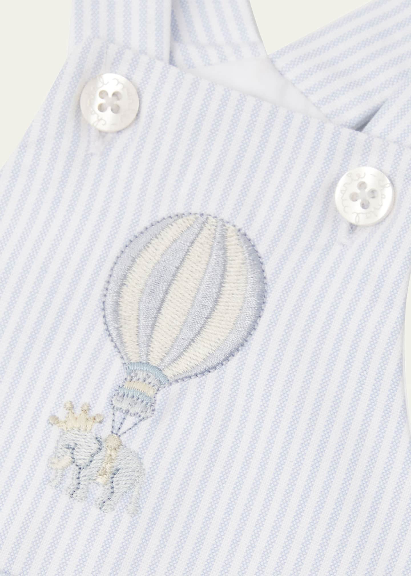 Marie Chantal Boy's Alfie Striped Embroidered Overalls, Size 3M-24M Image 2 of 2