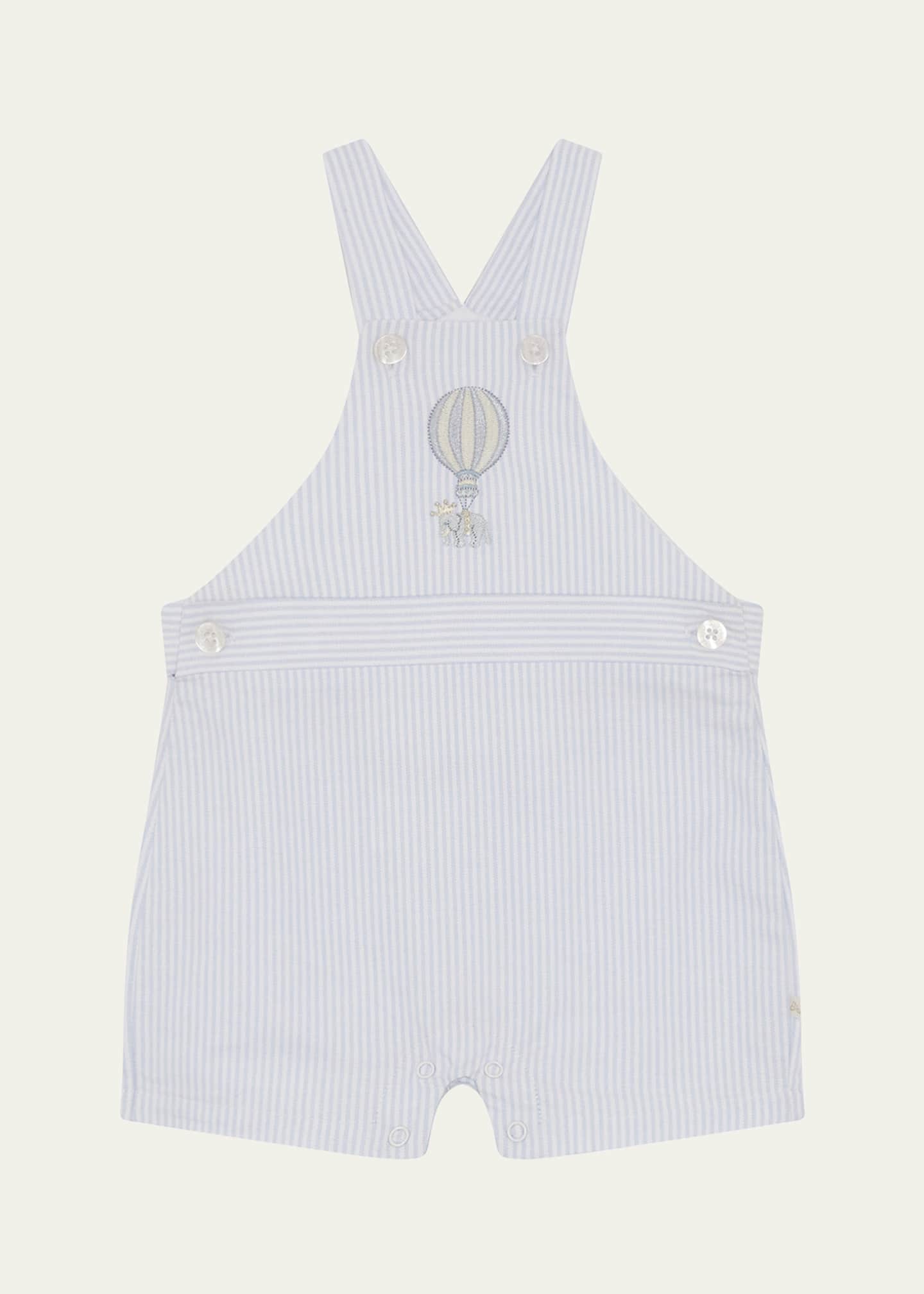 Marie Chantal Boy's Alfie Striped Embroidered Overalls, Size 3M-24M Image 1 of 2