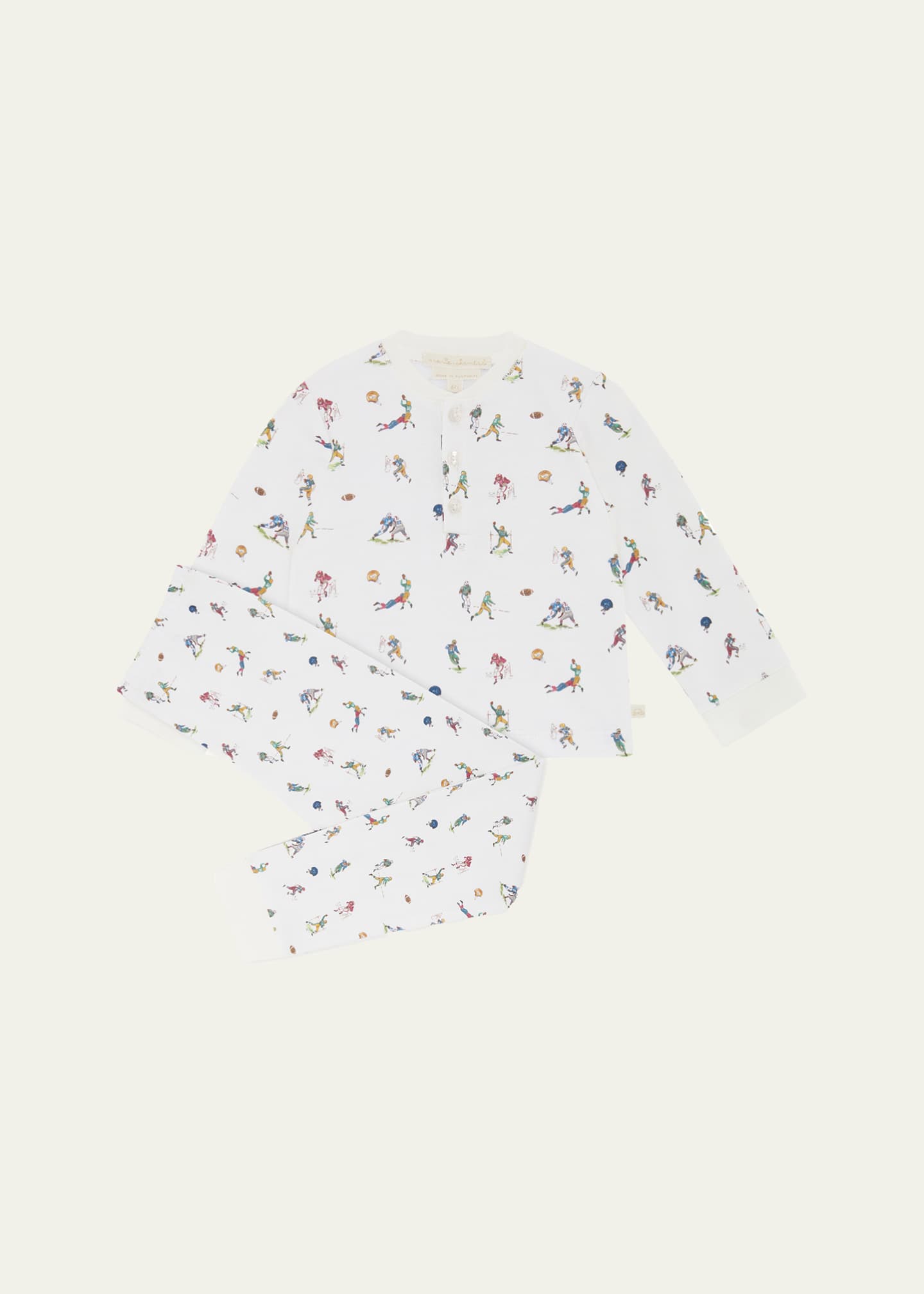 Marie Chantal Boy's Derek Quarterback Printed Pajama Set, Size 3M-24M Image 1 of 3