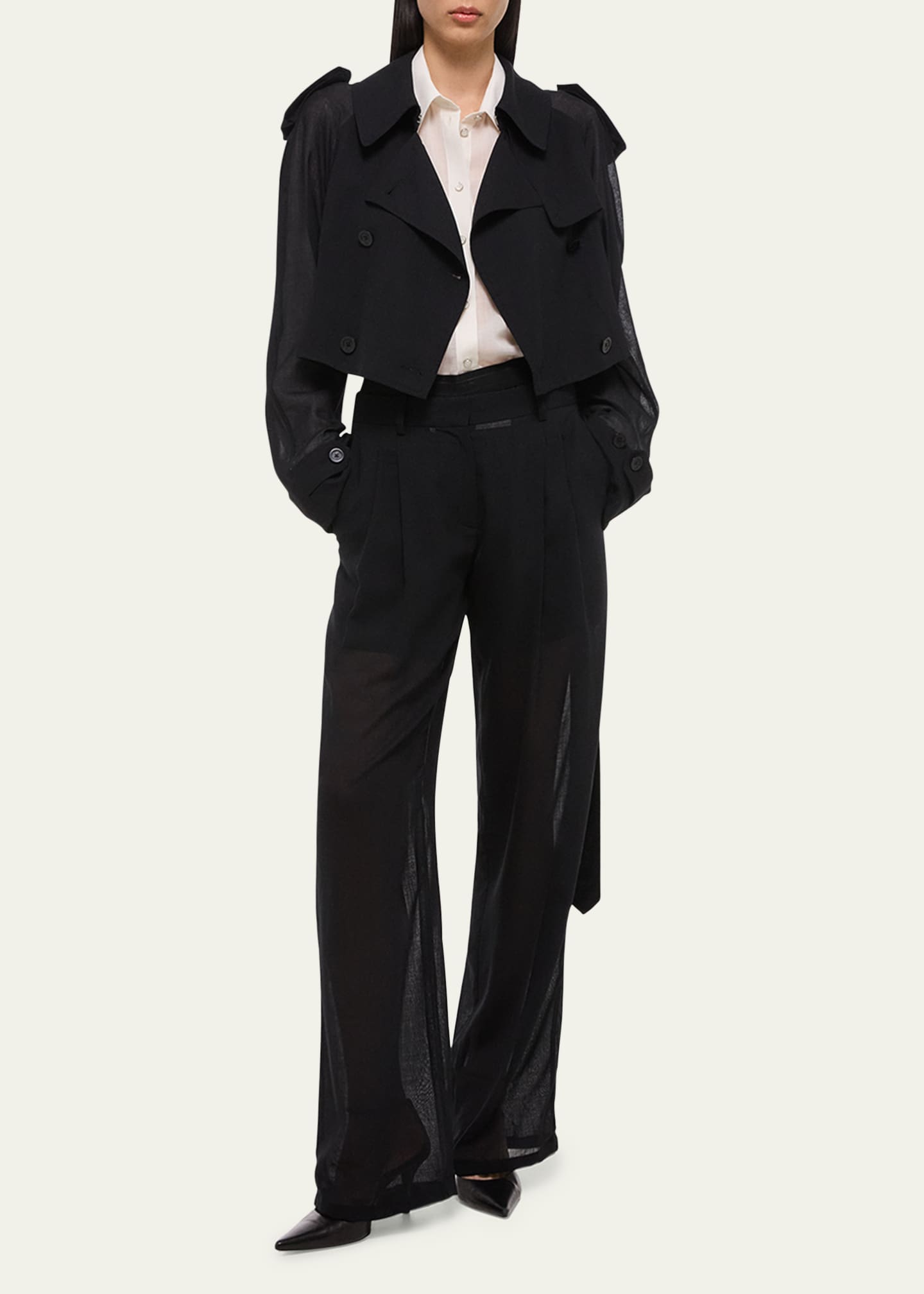 Helmut Lang Short Cocoon Trench Coat Image 2 of 5