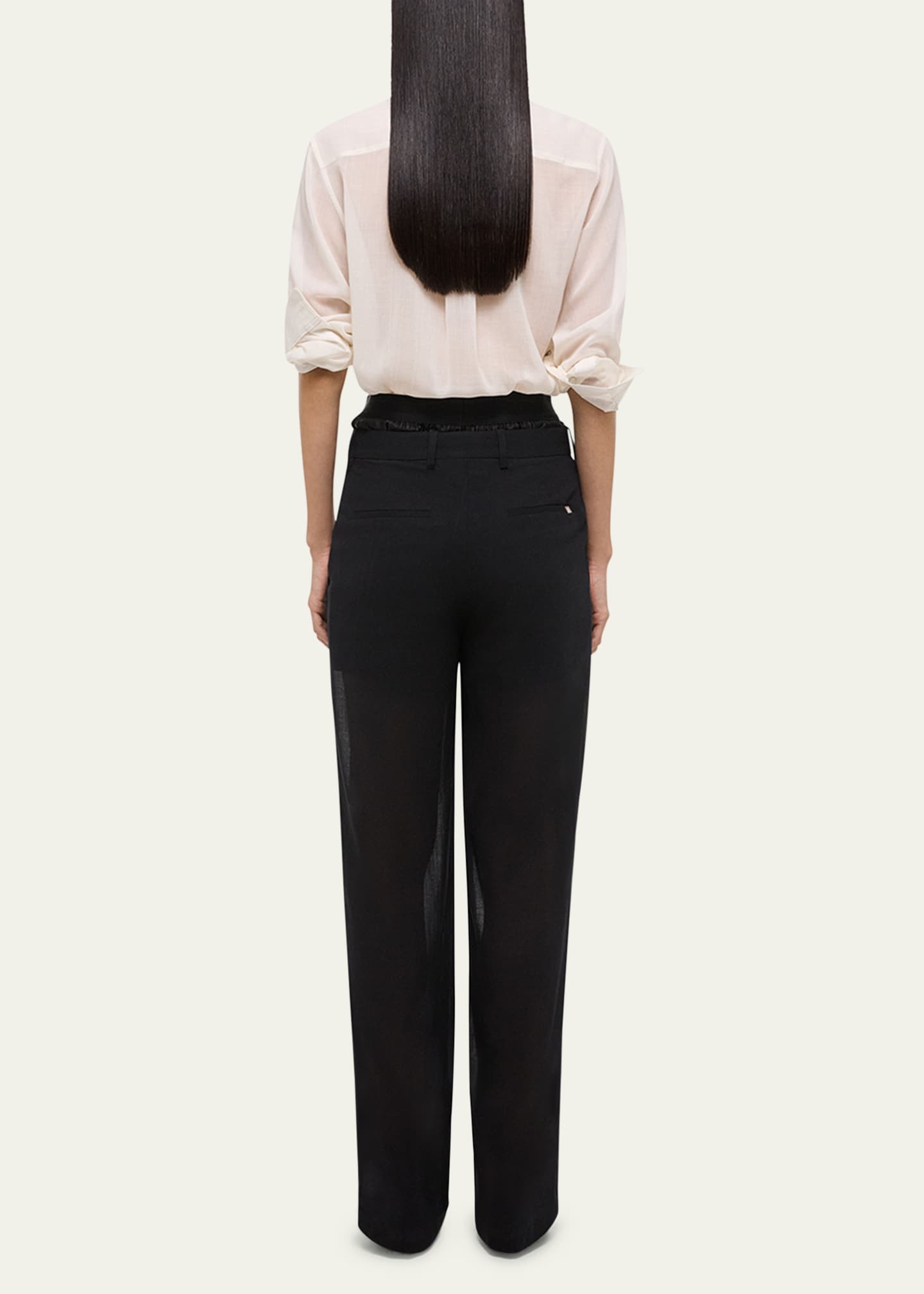 Pleated Double-Waistband Pants