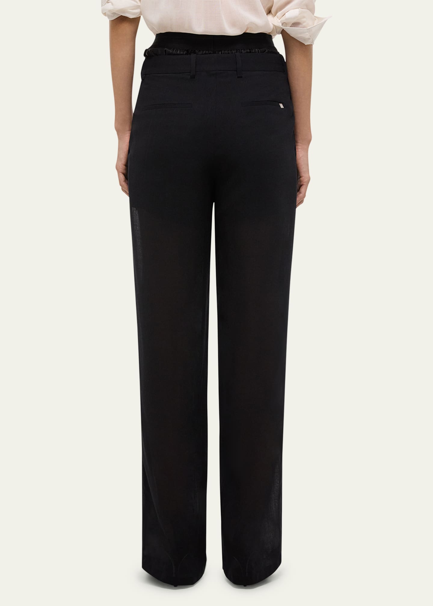 Pleated Double-Waistband Pants
