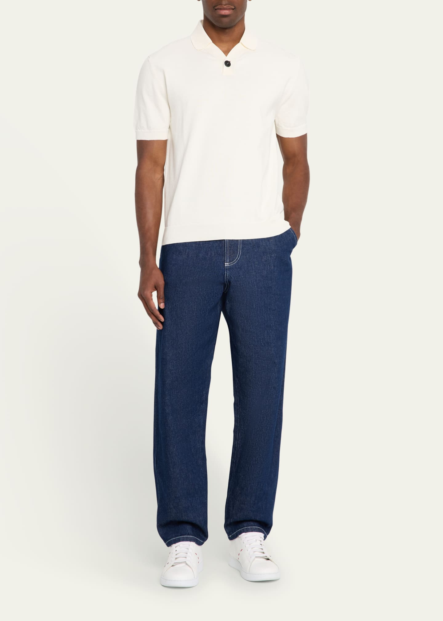 KNT Men's Knit Cotton Polo Shirt Image 2 of 5