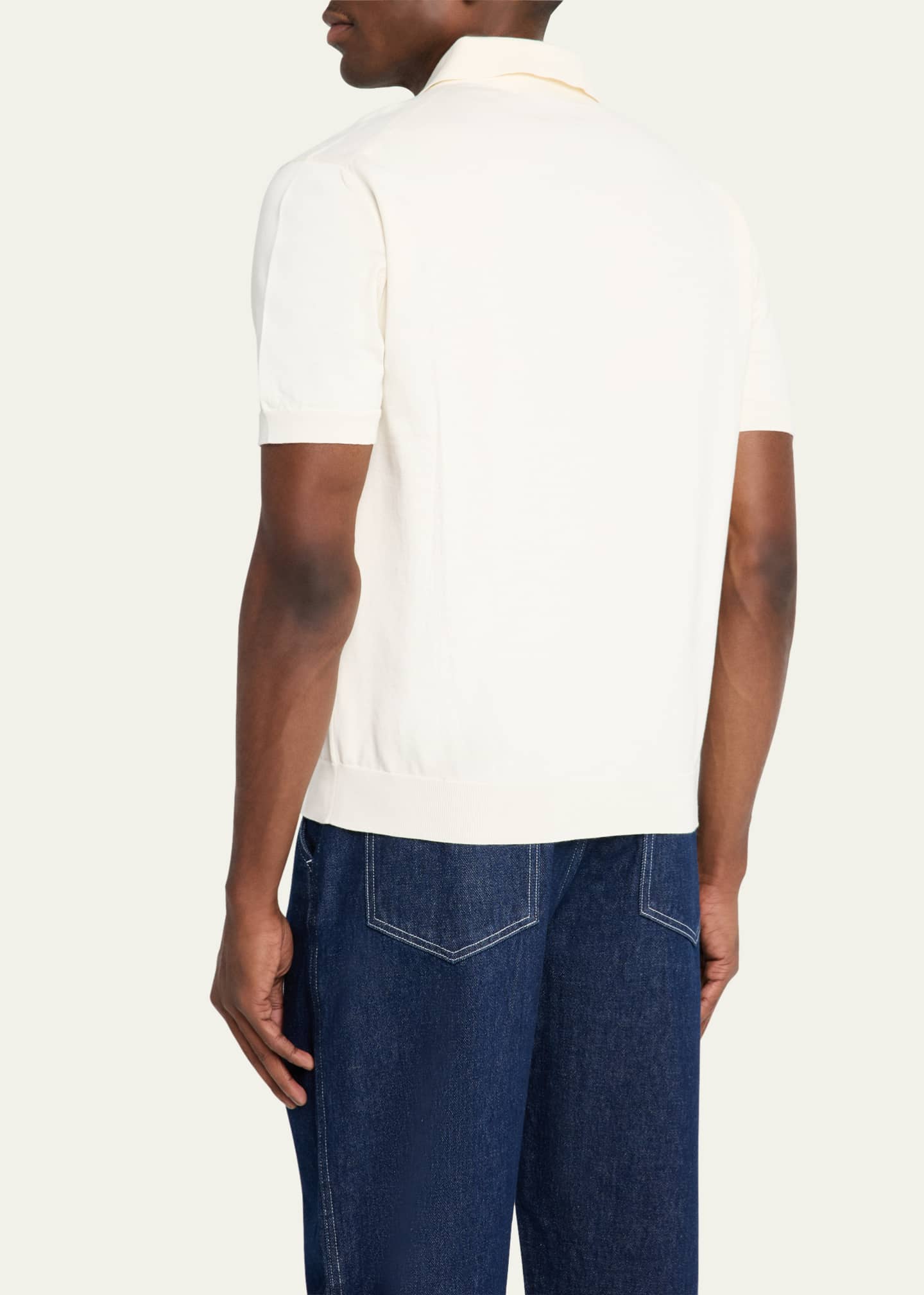 KNT Men's Knit Cotton Polo Shirt Image 3 of 5