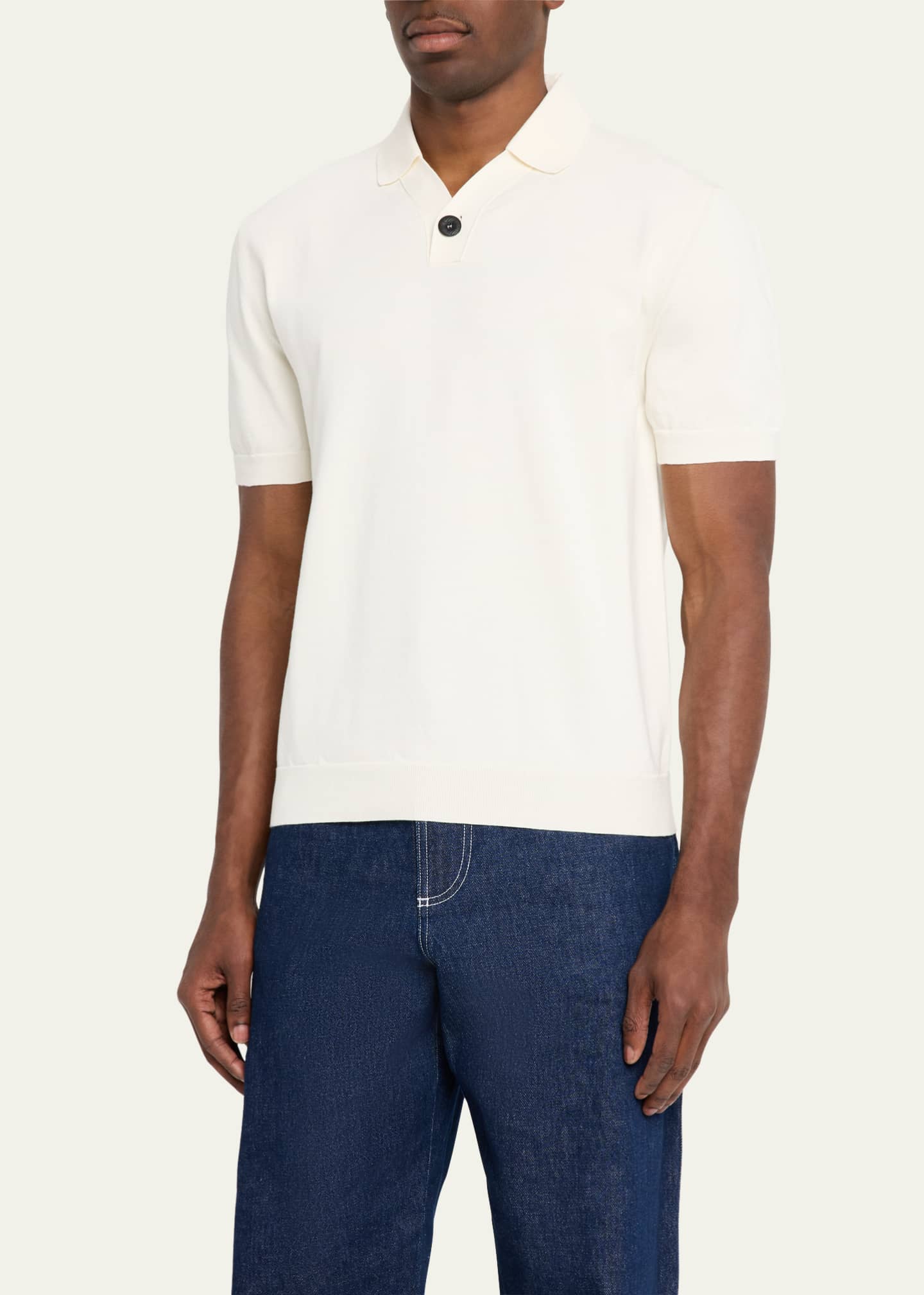 KNT Men's Knit Cotton Polo Shirt Image 4 of 5