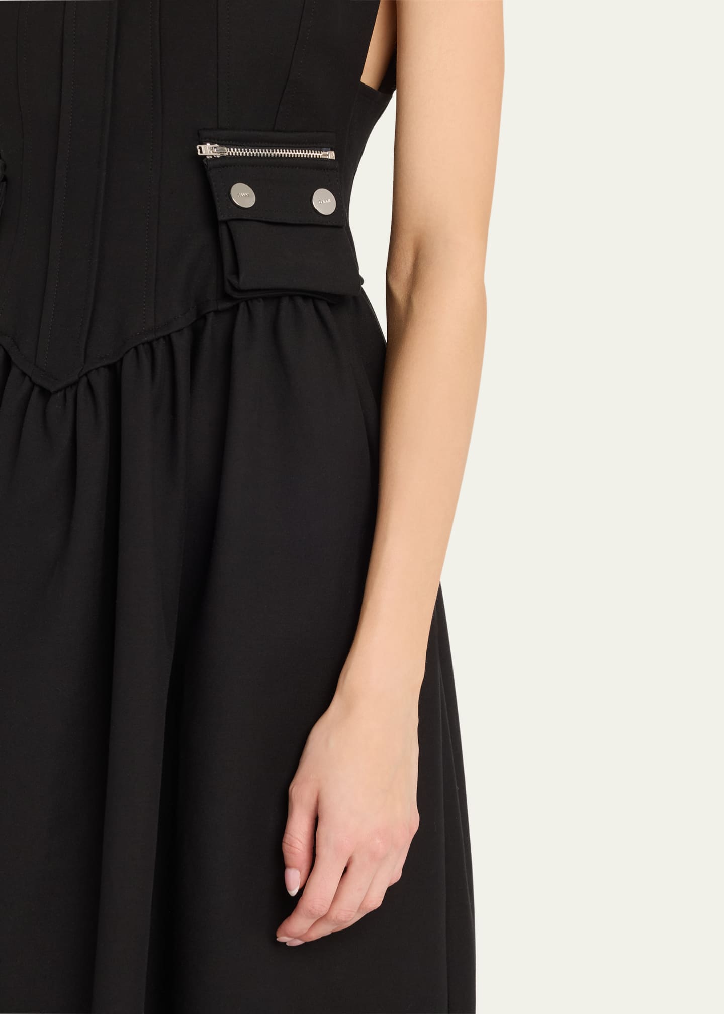 Ganni Heavy Cotton Tailored Corset Midi Dress Image 5 of 5