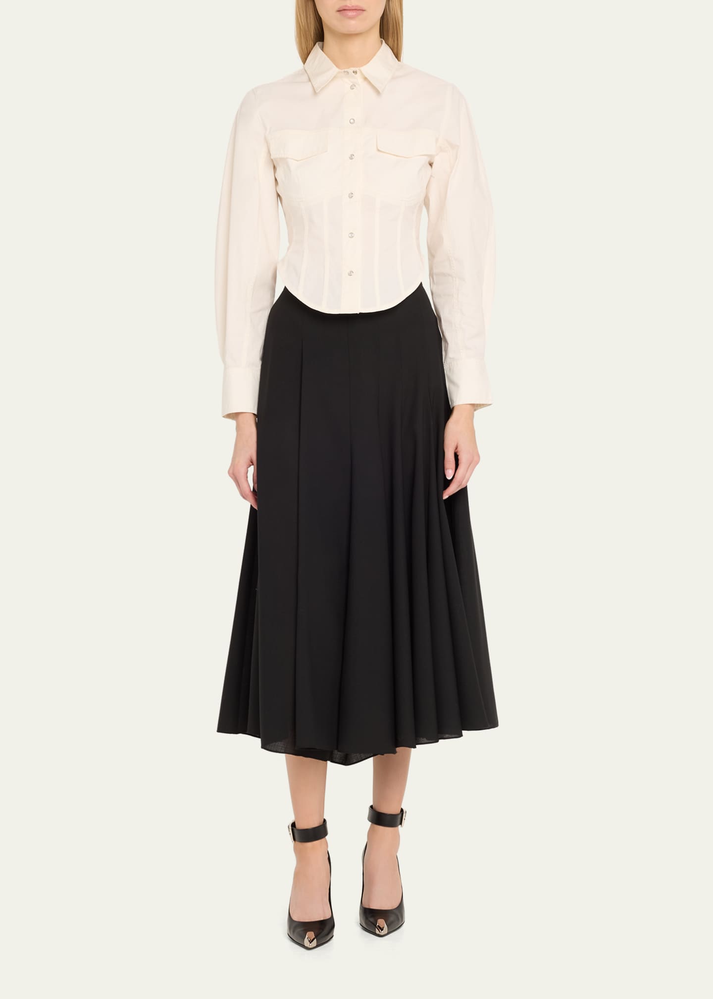Ganni Stretch Cotton Corset Shirt Image 2 of 5
