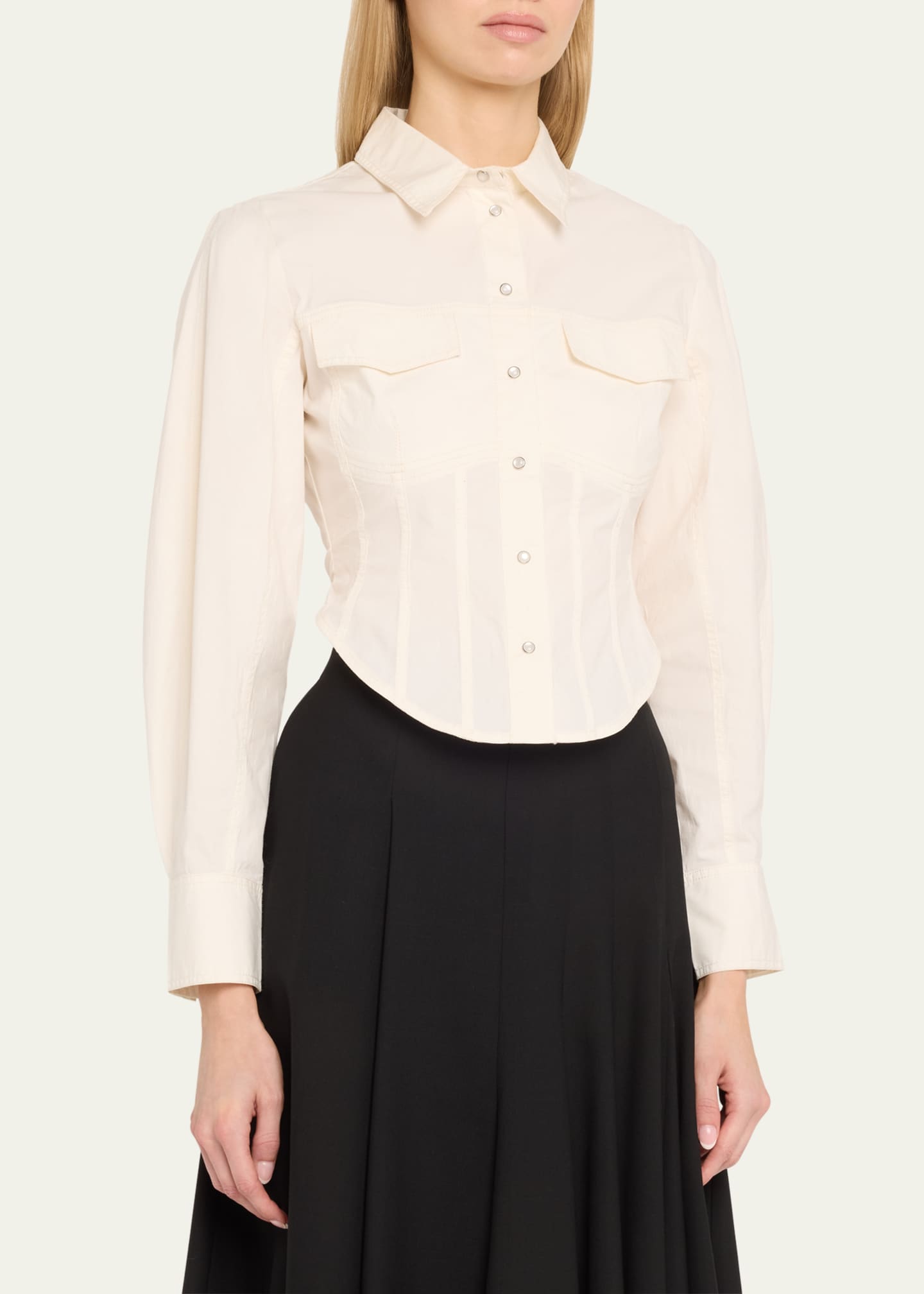 Ganni Stretch Cotton Corset Shirt Image 4 of 5