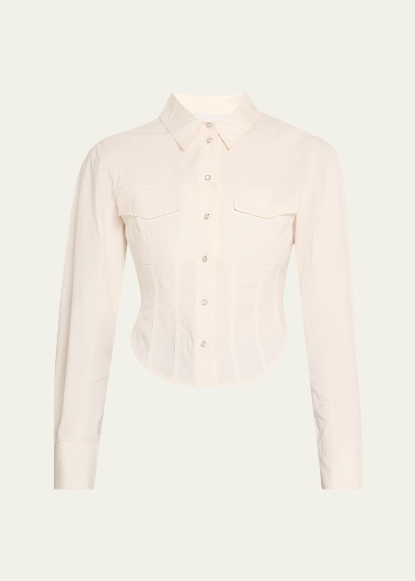 Ganni Stretch Cotton Corset Shirt Image 1 of 5
