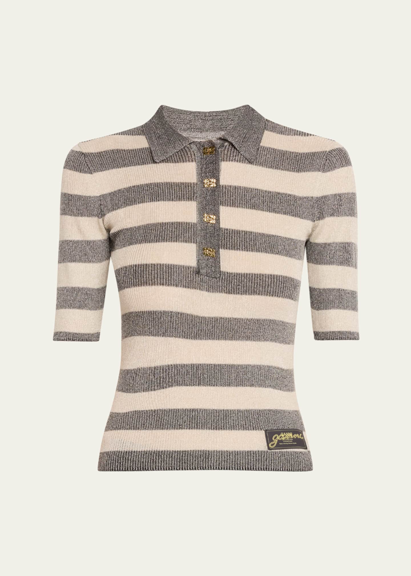Sparkle Ribbed Polo Top