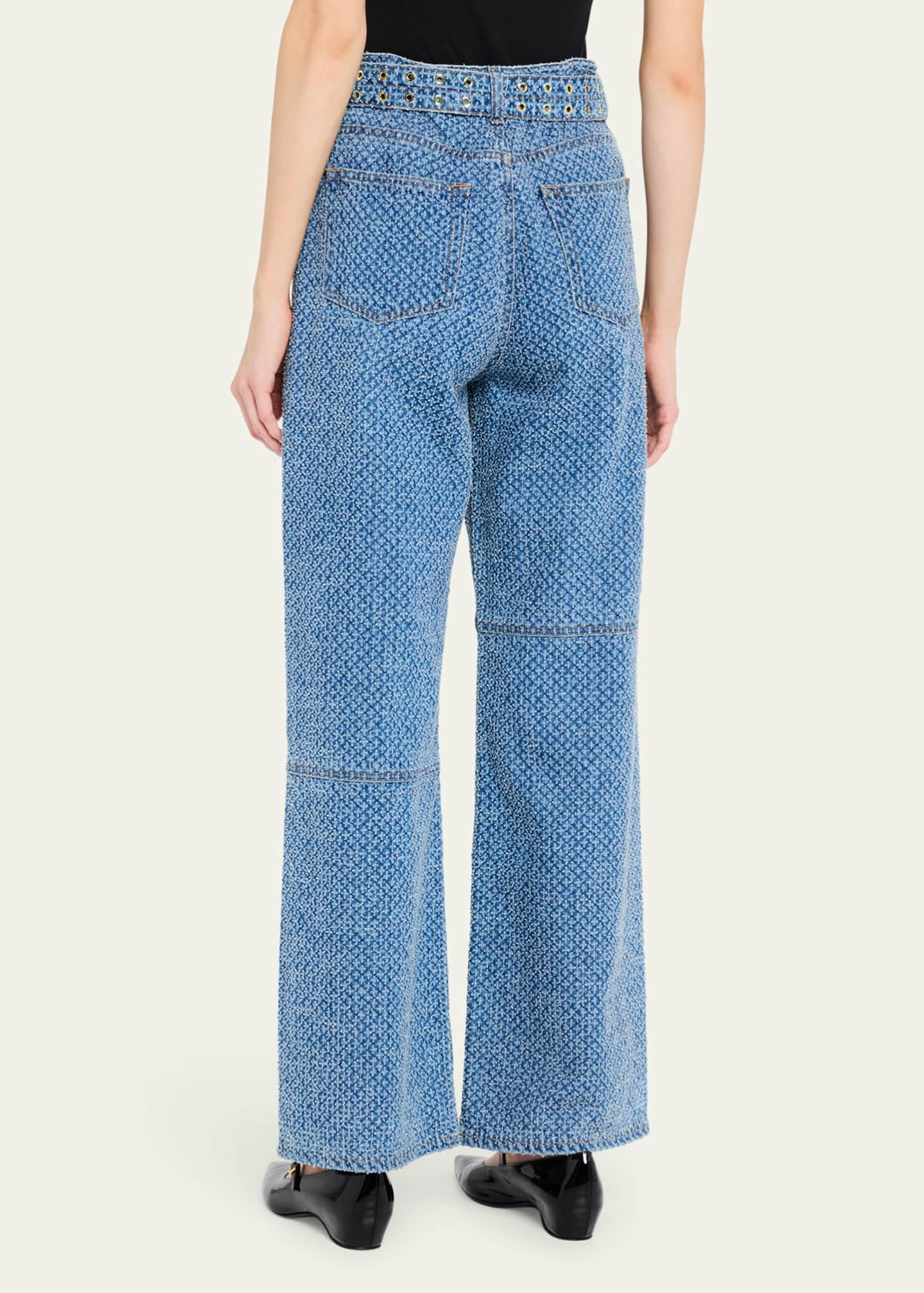 Ganni Belted Fluffy Denim Jeans Image 3 of 5