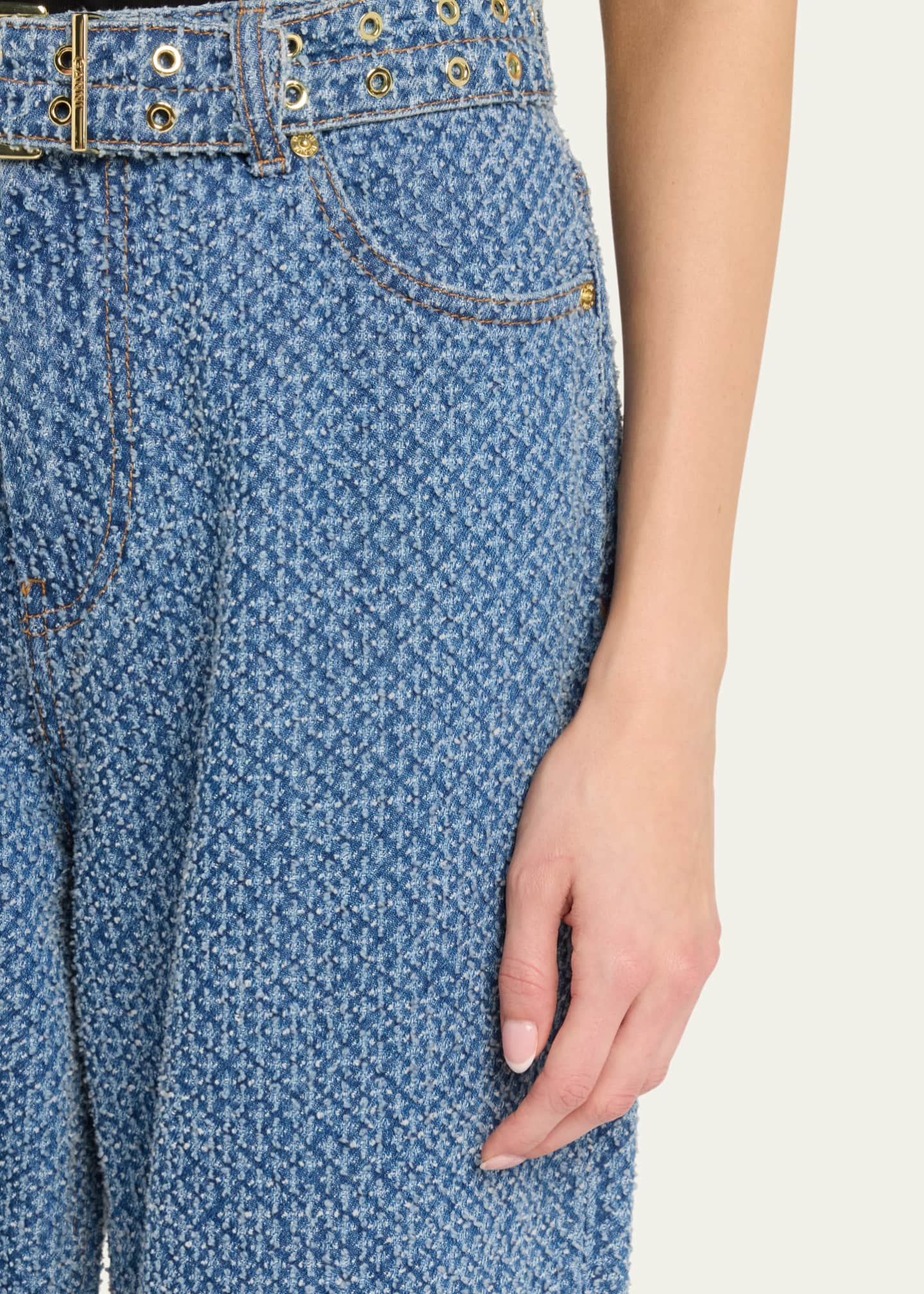 Ganni Belted Fluffy Denim Jeans Image 5 of 5