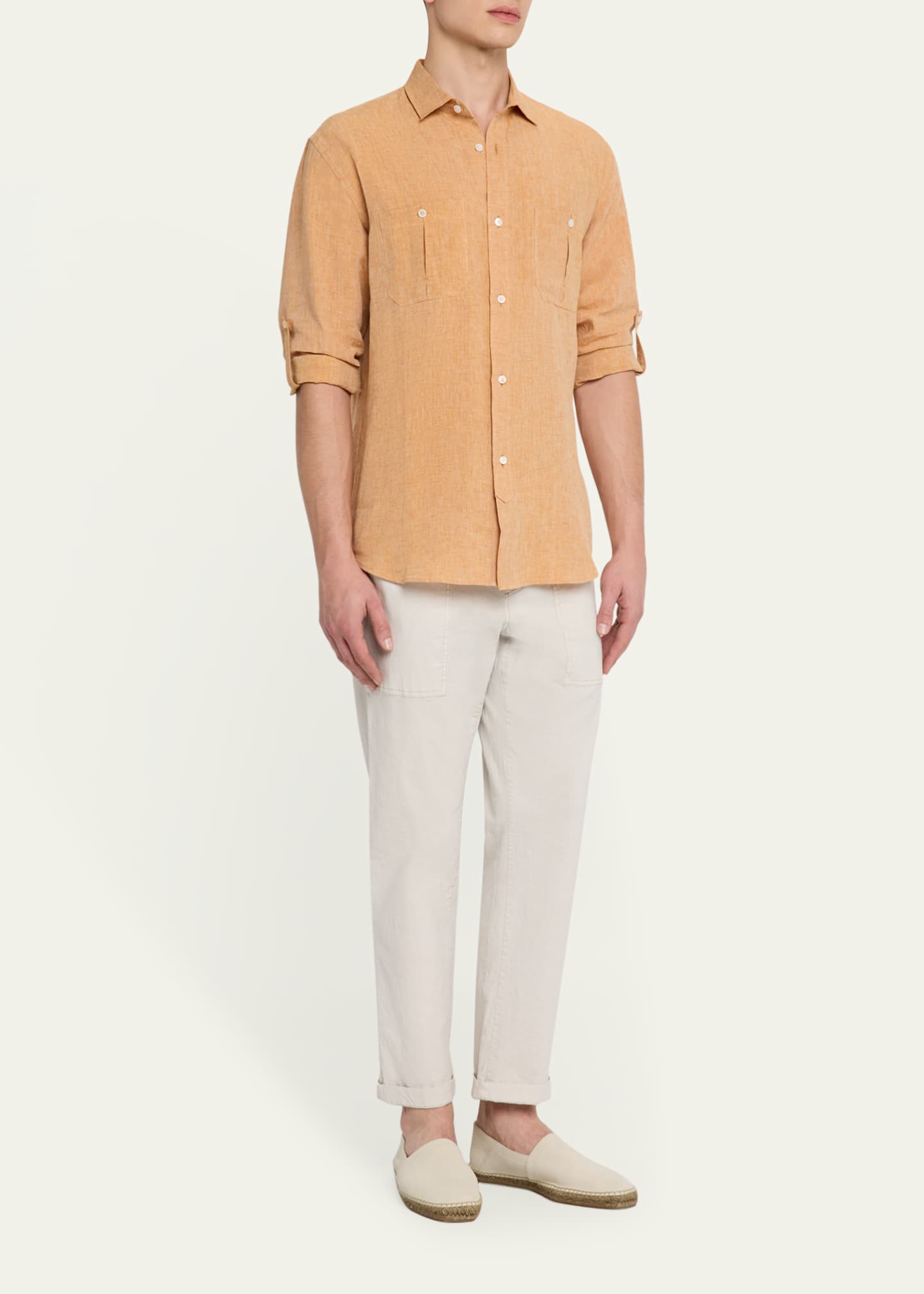 Sease Men's Sunrise Saharan Linen Casual Button-Down Shirt Image 2 of 5