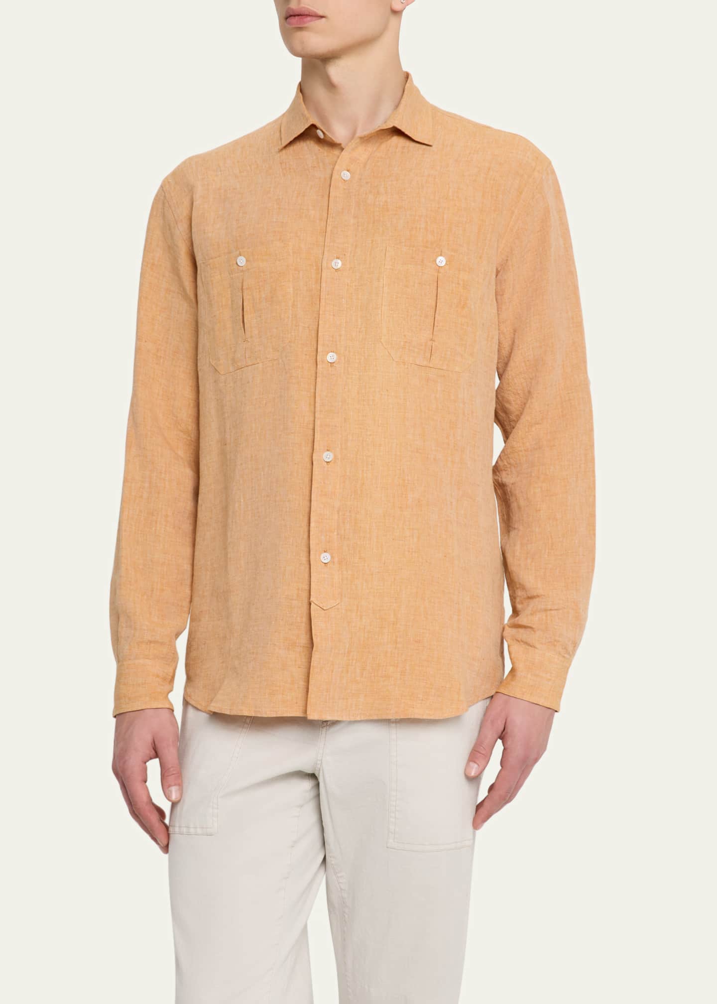 Sease Men's Sunrise Saharan Linen Casual Button-Down Shirt Image 4 of 5