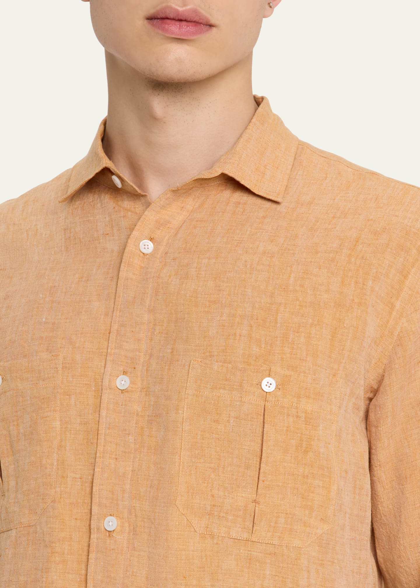 Sease Men's Sunrise Saharan Linen Casual Button-Down Shirt Image 5 of 5