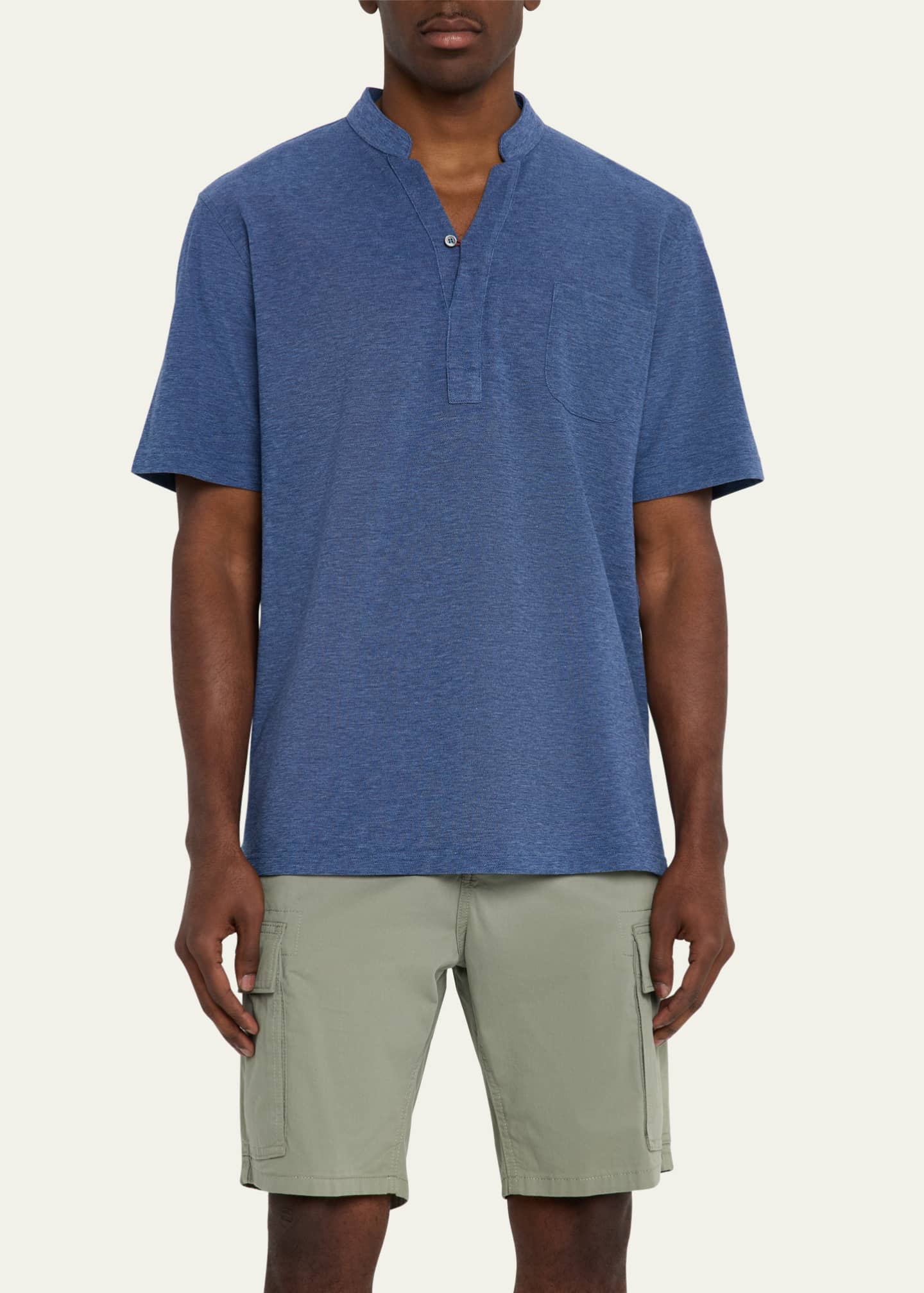 Sease Men's Fish Tail V-Neck Pocket Polo Shirt Image 4 of 5