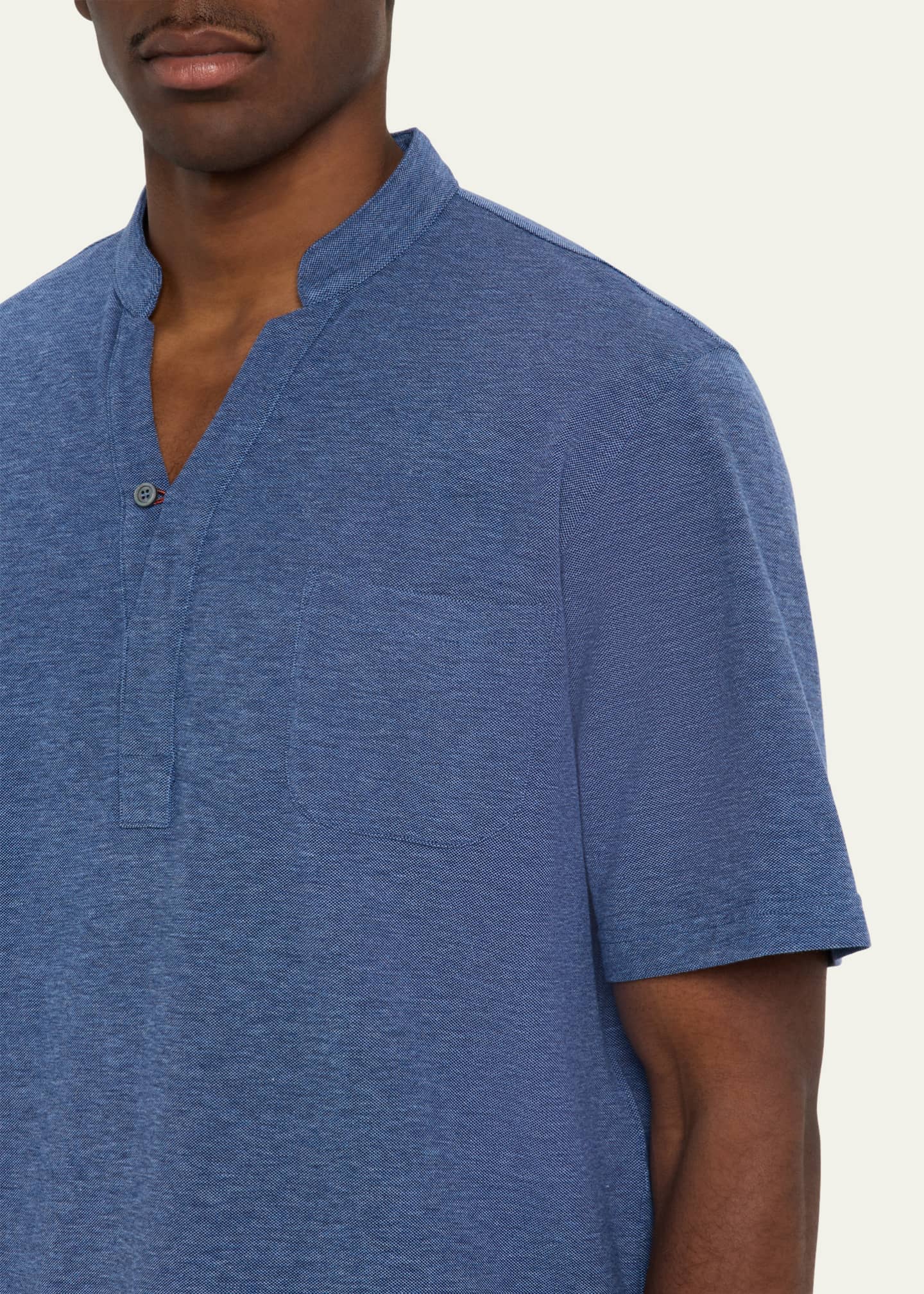Sease Men's Fish Tail V-Neck Pocket Polo Shirt Image 5 of 5