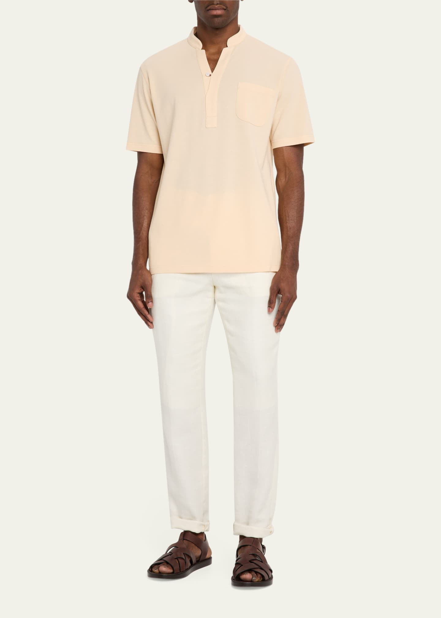 Sease Men's Fish Tail V-Neck Pocket Polo Shirt Image 2 of 5