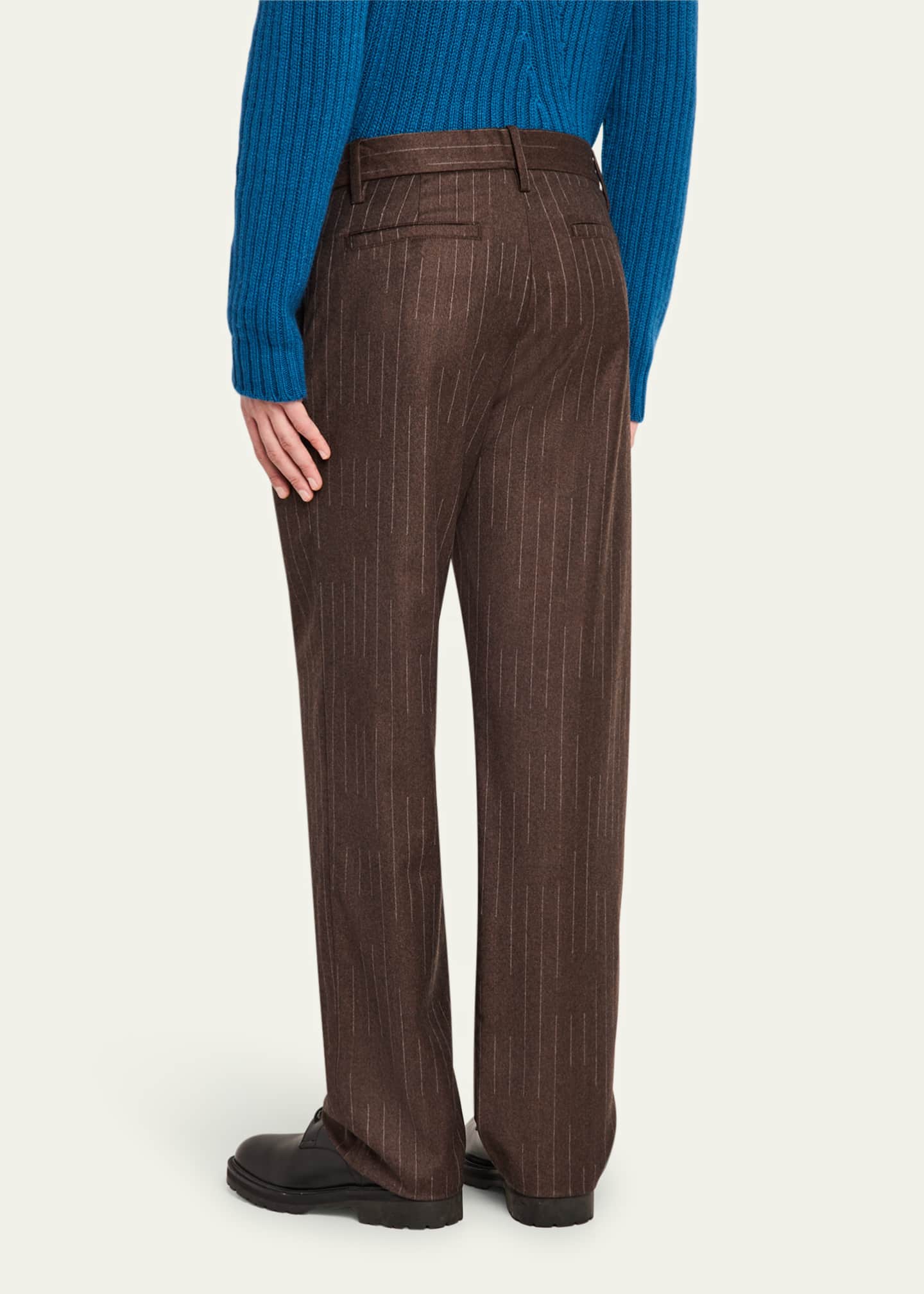 The Elder Statesman Men's Chalk Stripe Wool-Cashmere Pants Image 3 of 5