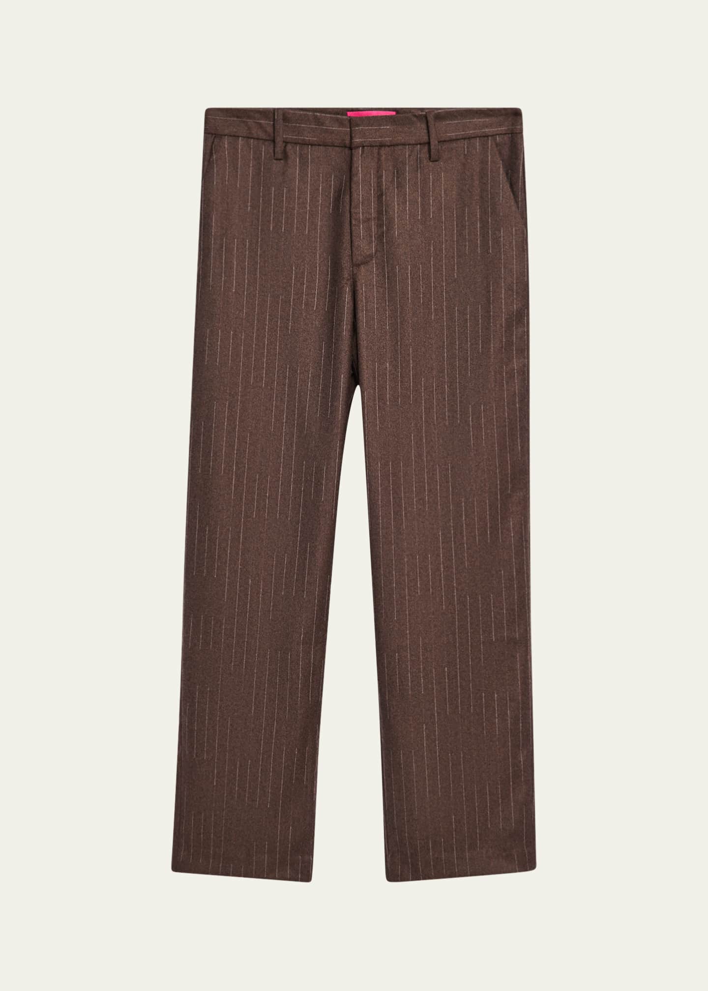 The Elder Statesman Men's Chalk Stripe Wool-Cashmere Pants Image 1 of 5