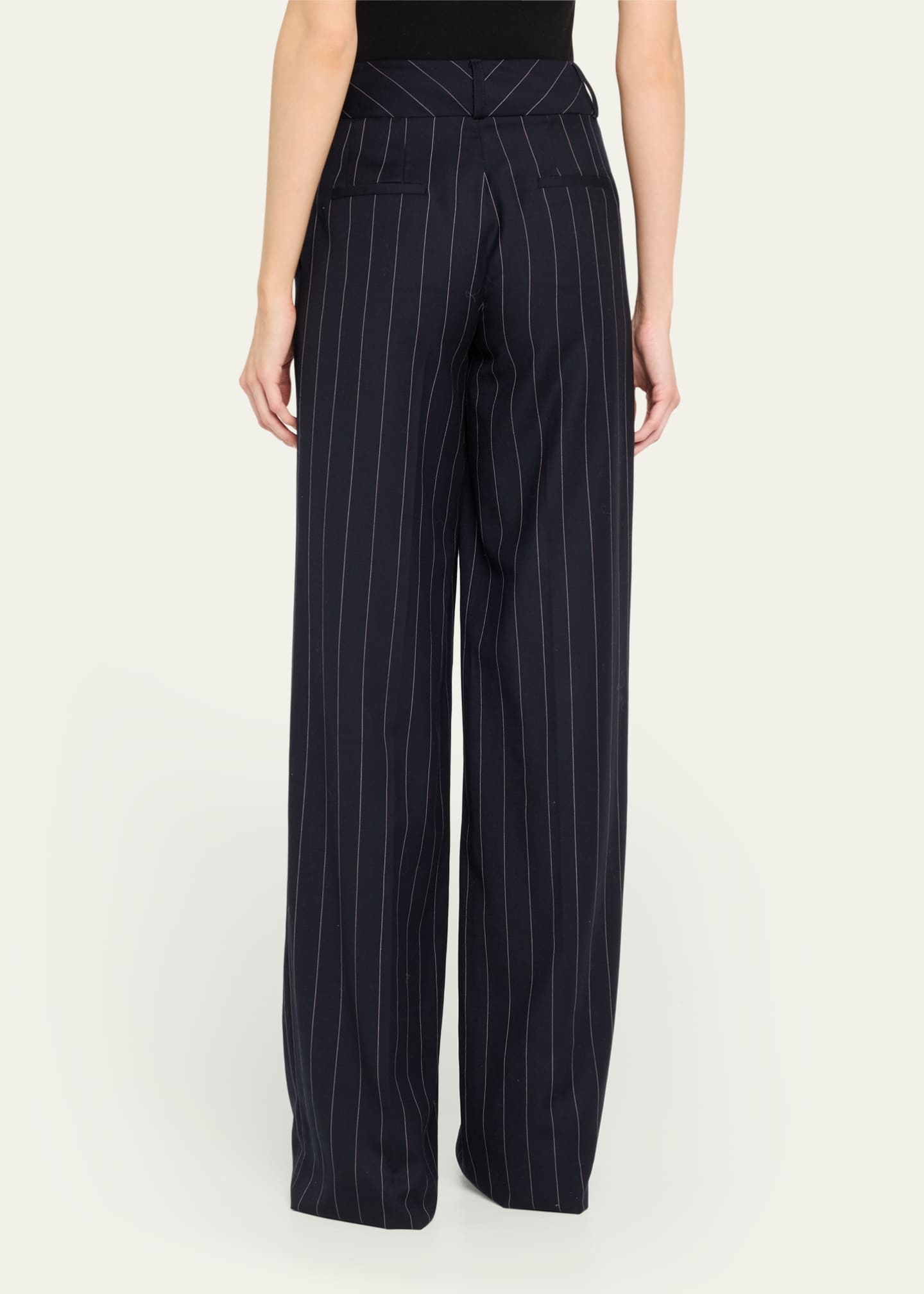 Sergio Hudson Pinstripe Wide Leg Wool Pants Image 3 of 5