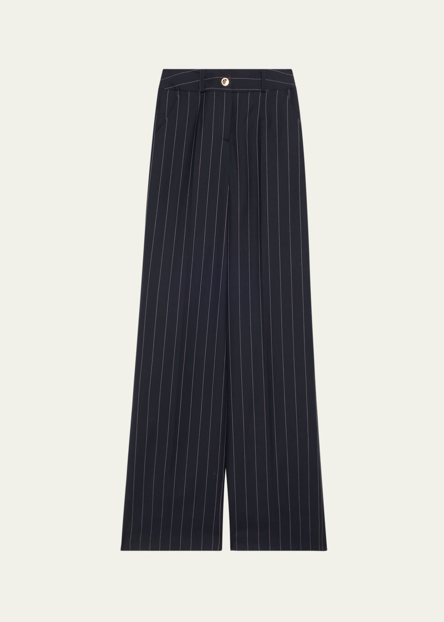 Sergio Hudson Pinstripe Wide Leg Wool Pants Image 1 of 5
