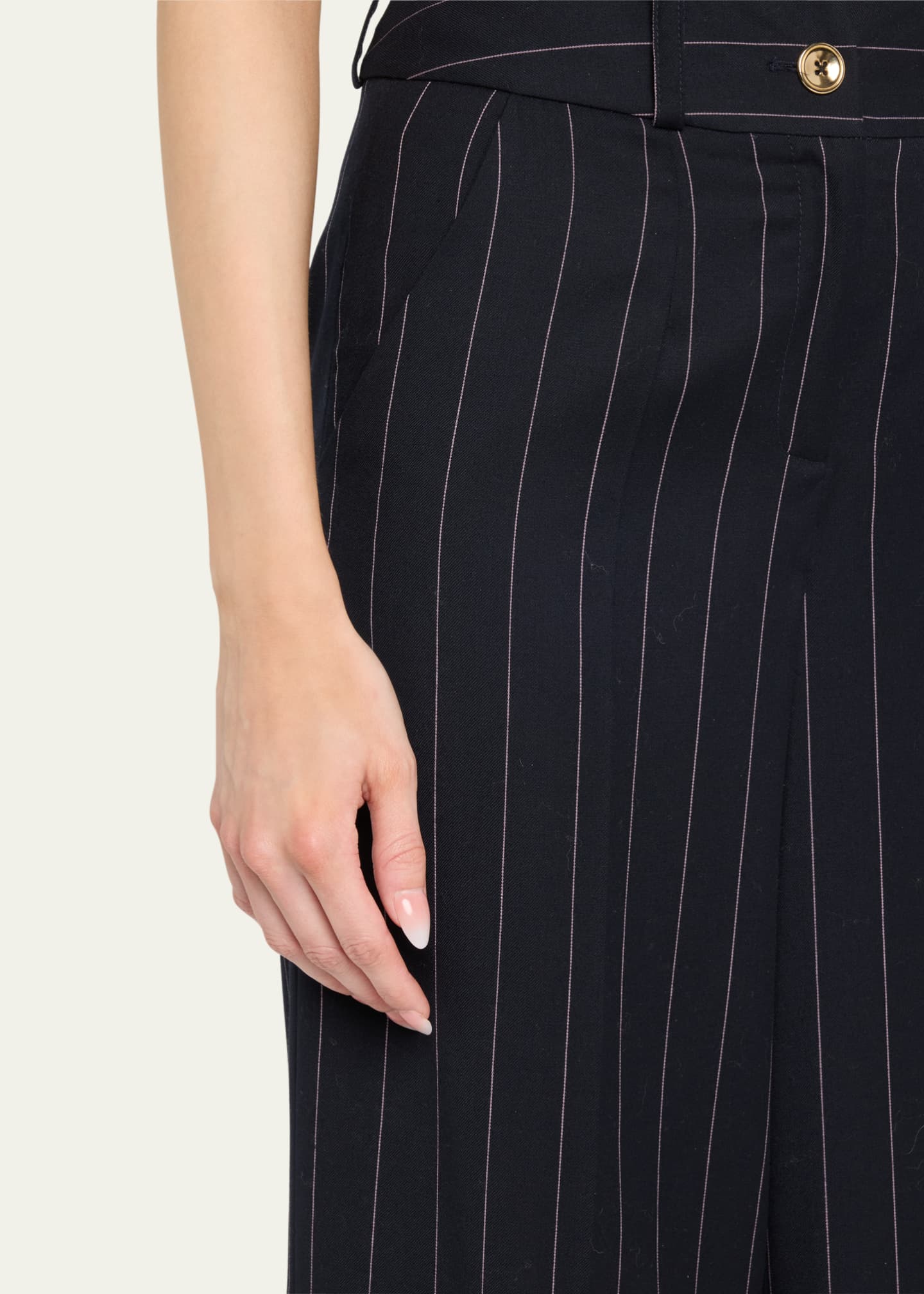 Sergio Hudson Pinstripe Wide Leg Wool Pants Image 5 of 5
