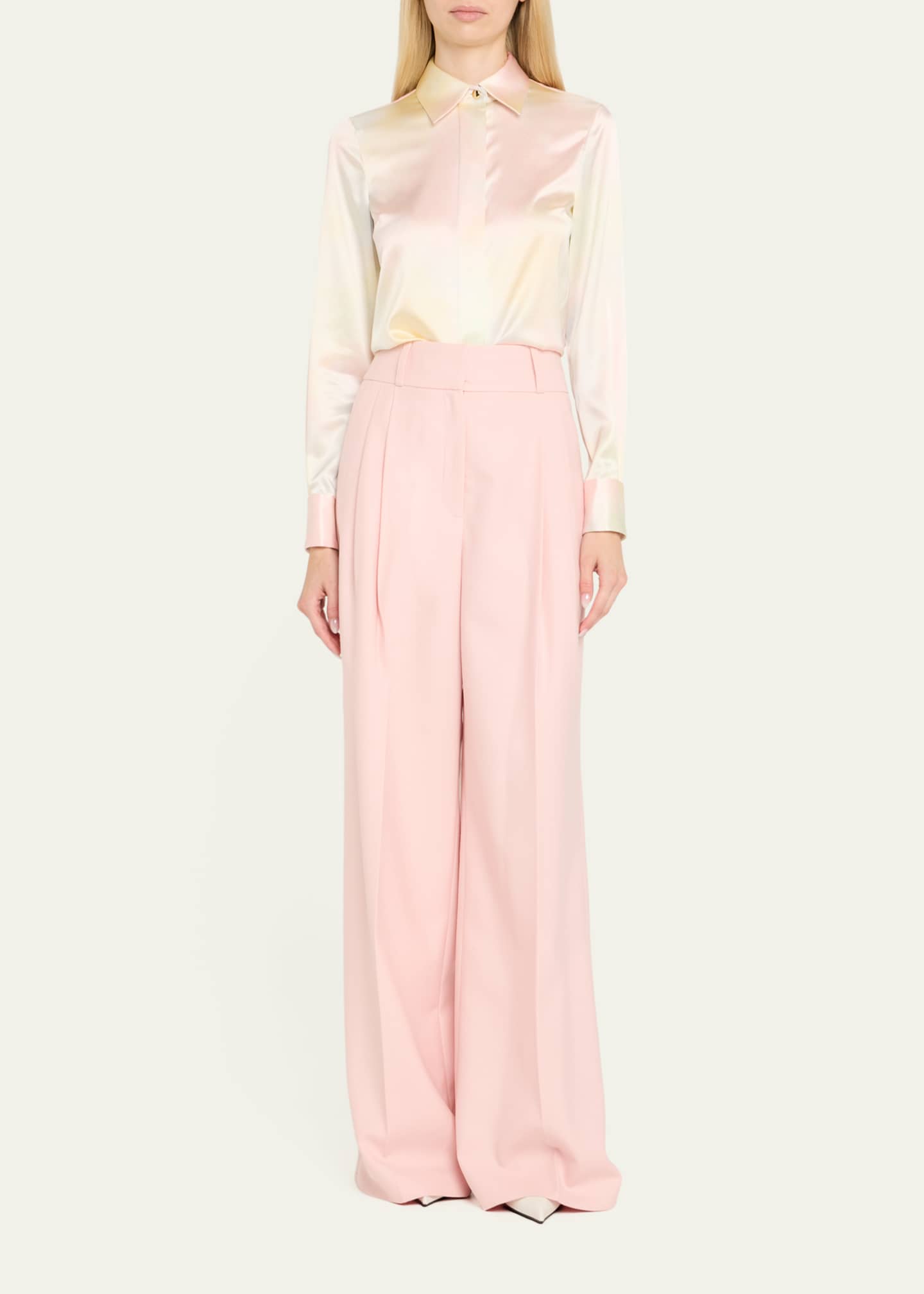 Sergio Hudson Watercolor Button-Down Silk Blouse Image 2 of 5