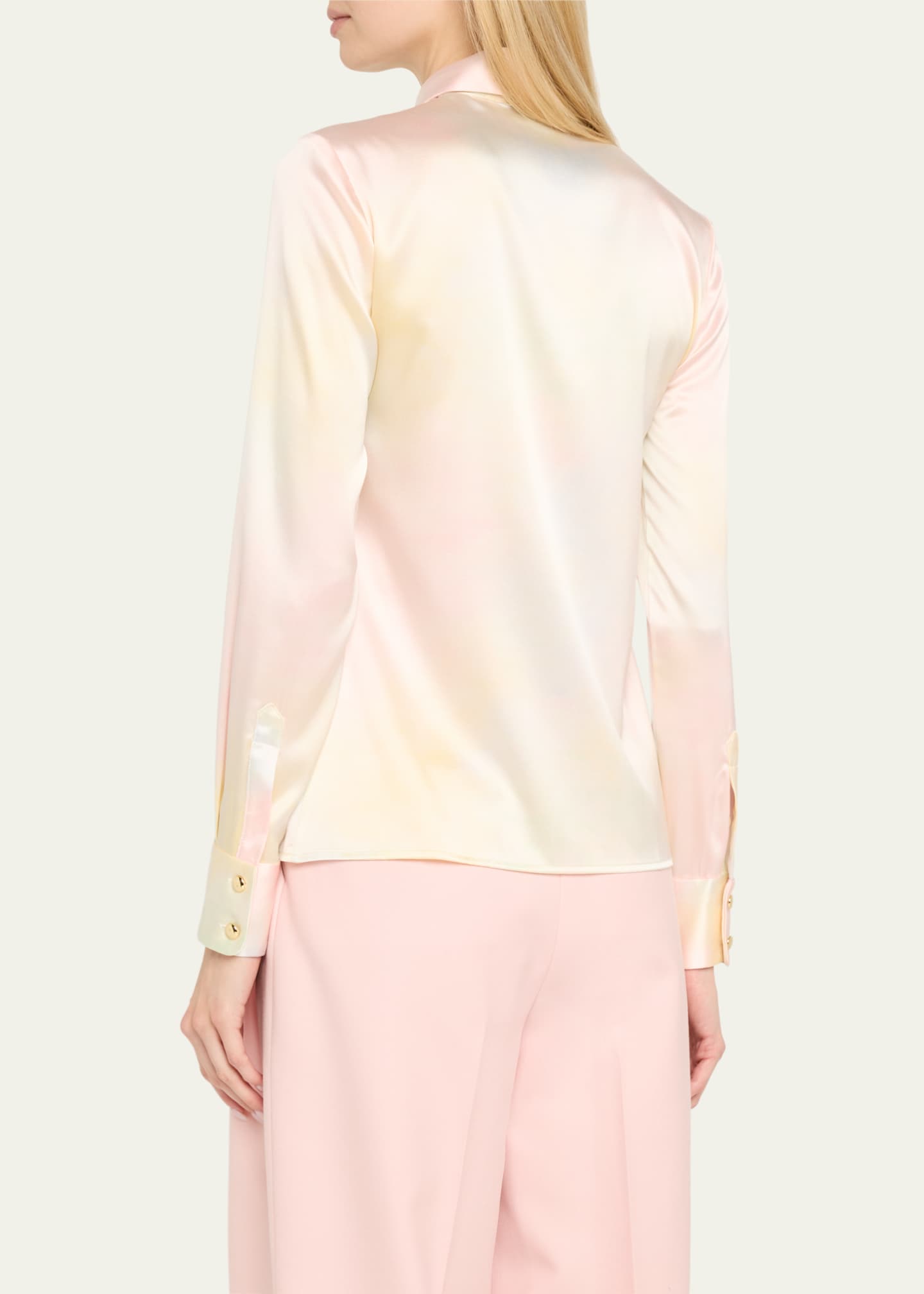 Sergio Hudson Watercolor Button-Down Silk Blouse Image 3 of 5
