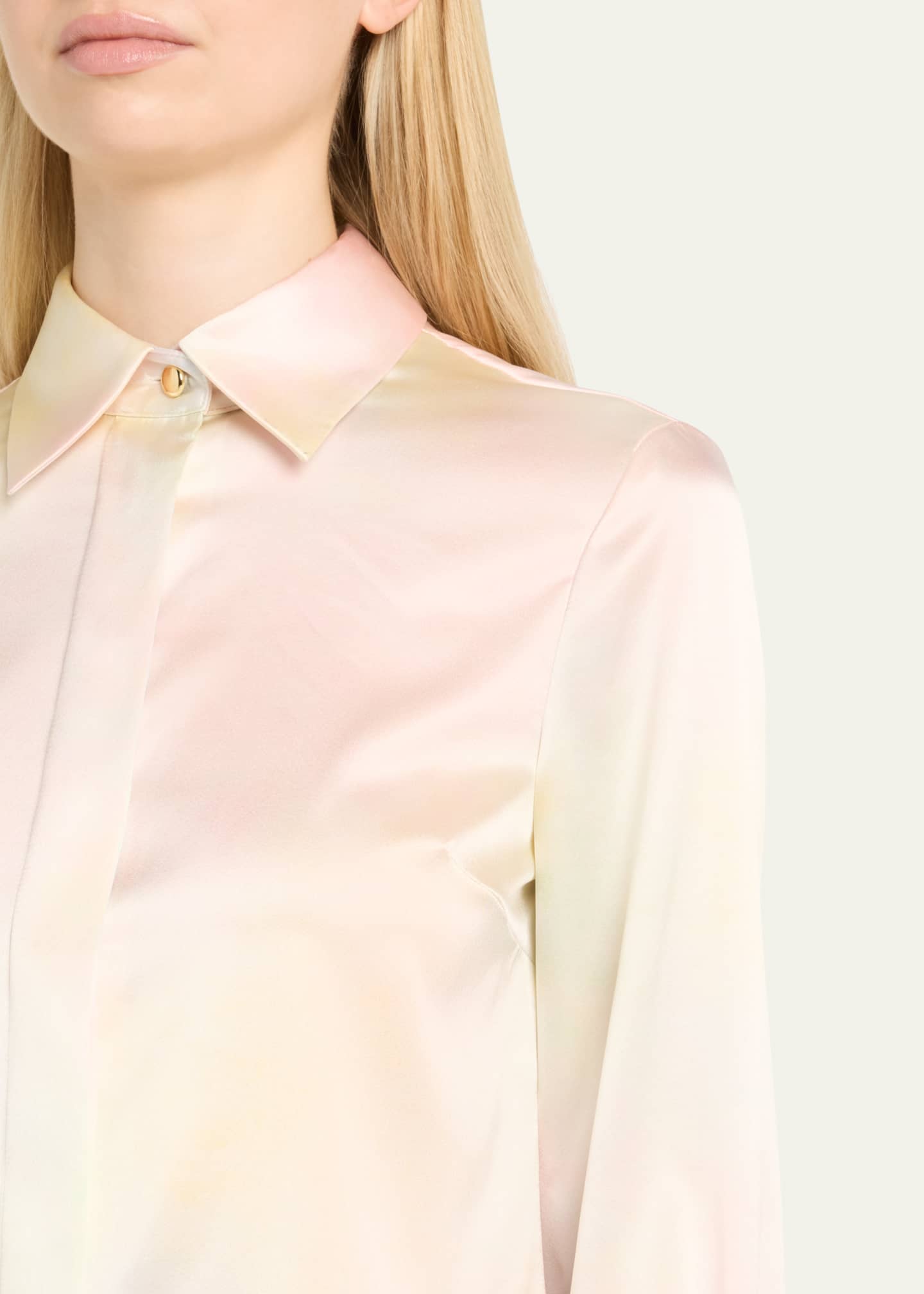 Sergio Hudson Watercolor Button-Down Silk Blouse Image 5 of 5