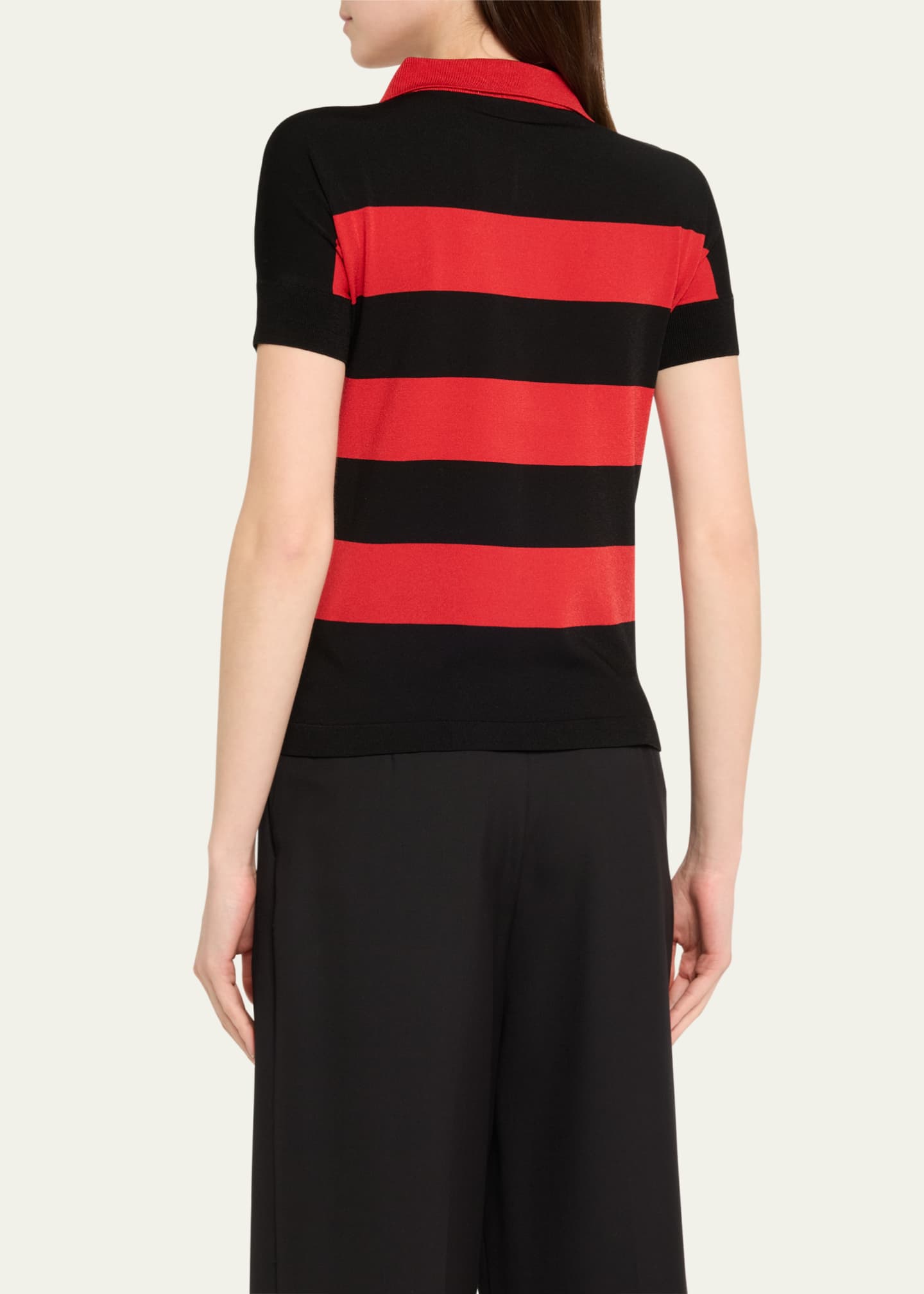 VAQUERA Printed Stripe Polo Knit Cropped Shirt Image 3 of 5