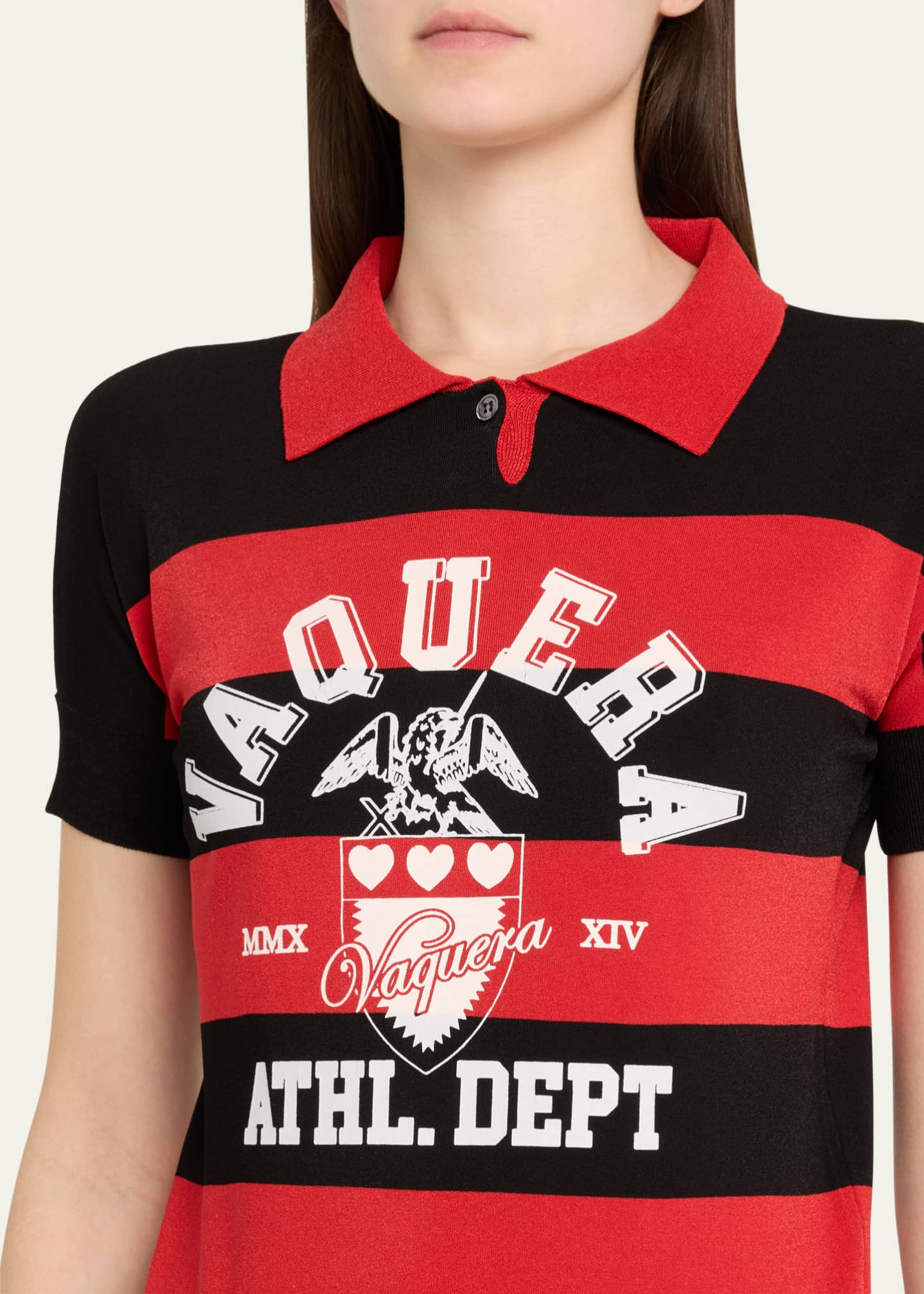 VAQUERA Printed Stripe Polo Knit Cropped Shirt Image 5 of 5