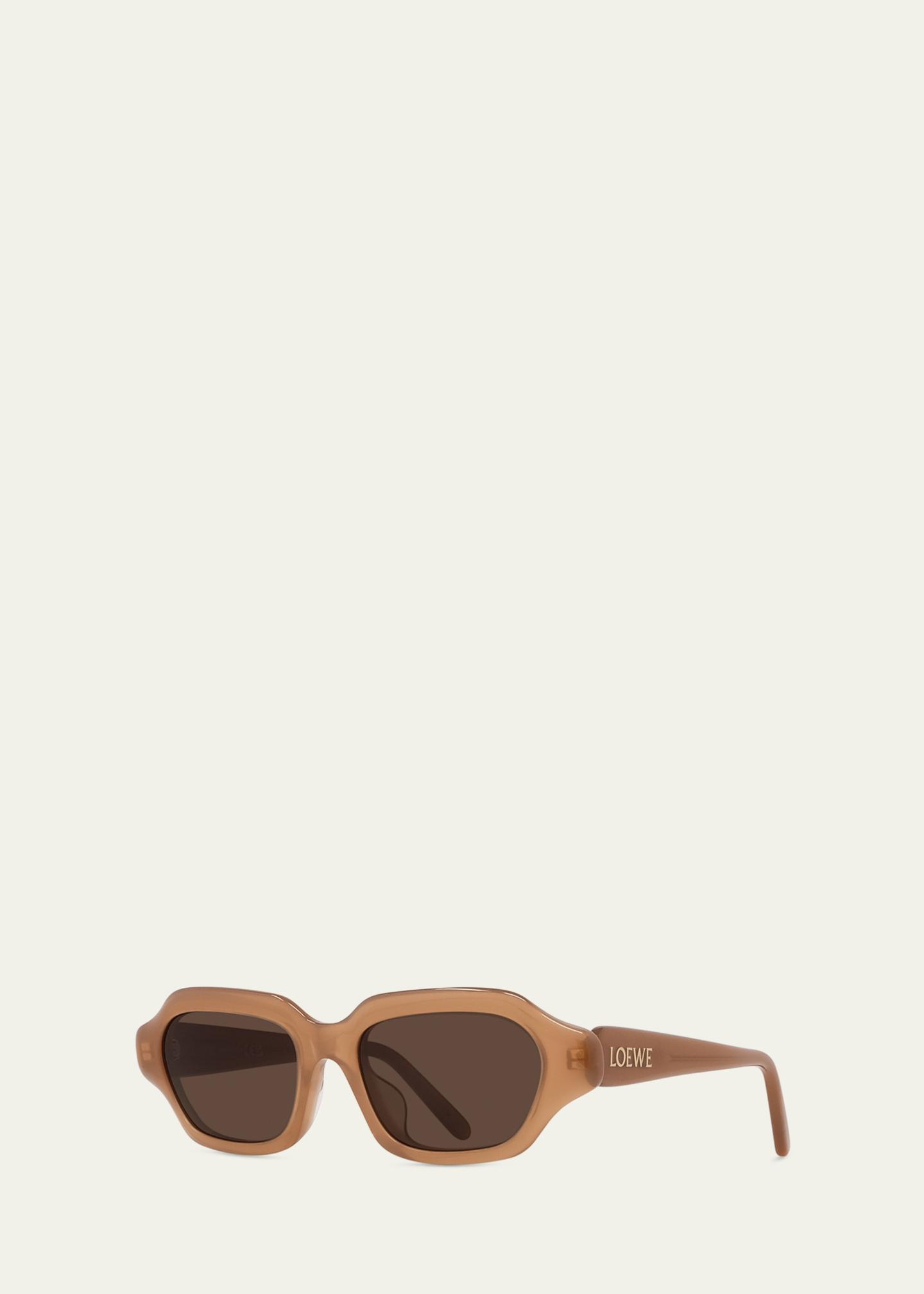 LOEWE LW40158I Tortoise Rectangular Sunglasses Brown Havana Designer Eyewear Loewe LW40158F SLIM 84E Rectangle Sunglasses – Shiny Blue  main image 2