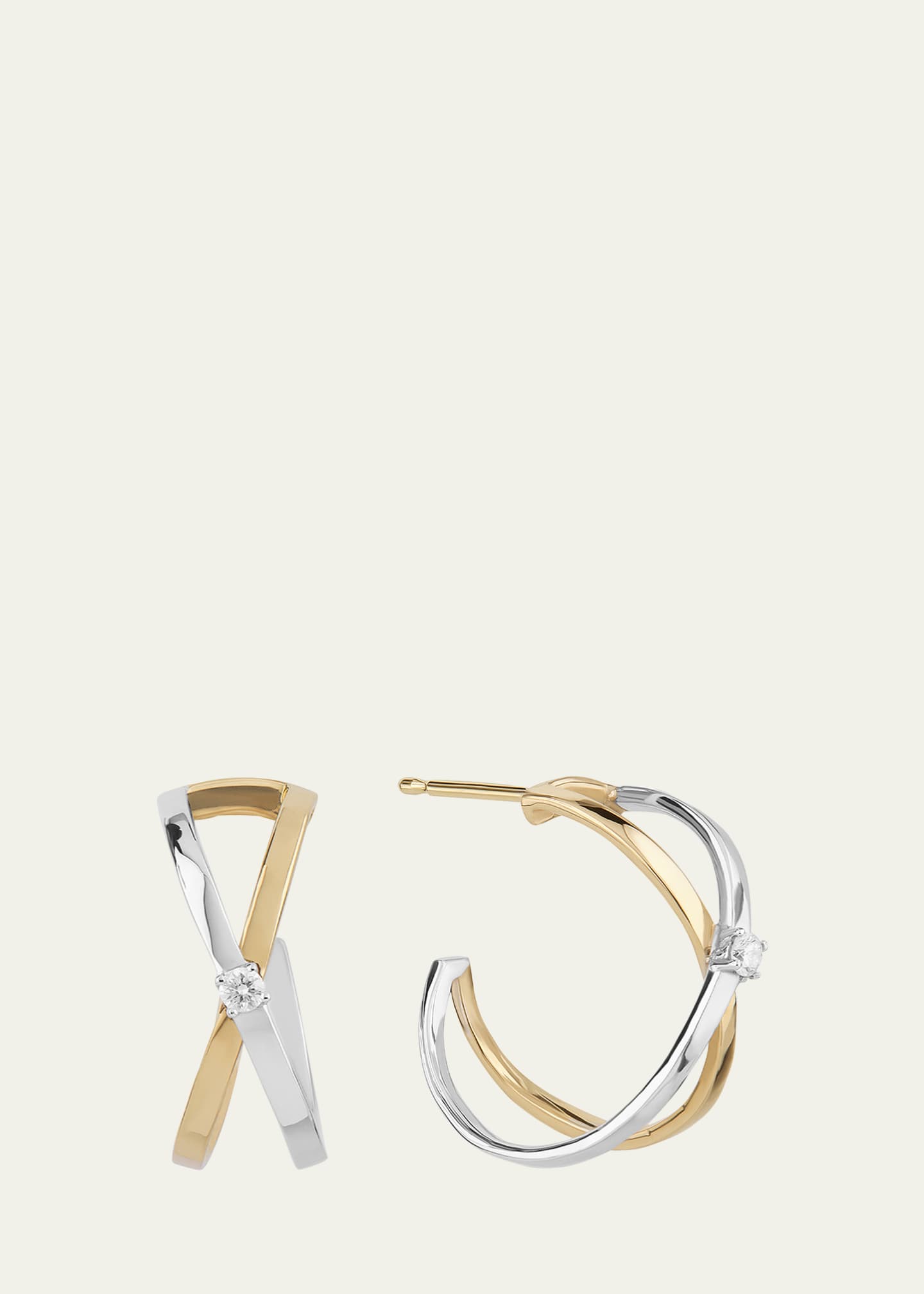 Lana Two-Tone Solo Crisscross Hoop Earrings, 16mm Image 1 of 2