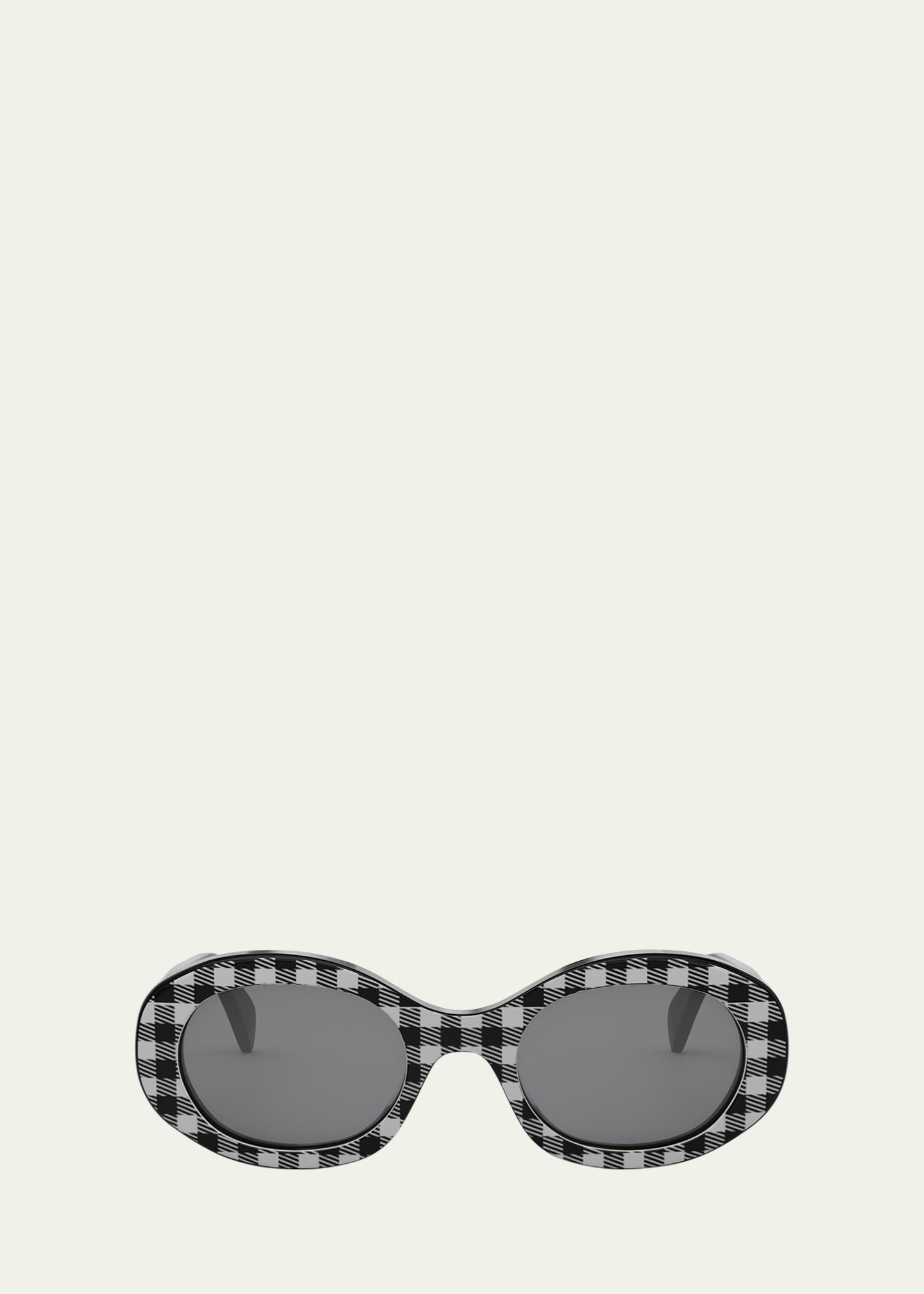 Celine White Oval Sunglasses with Black Lenses CELINE Men main image 4