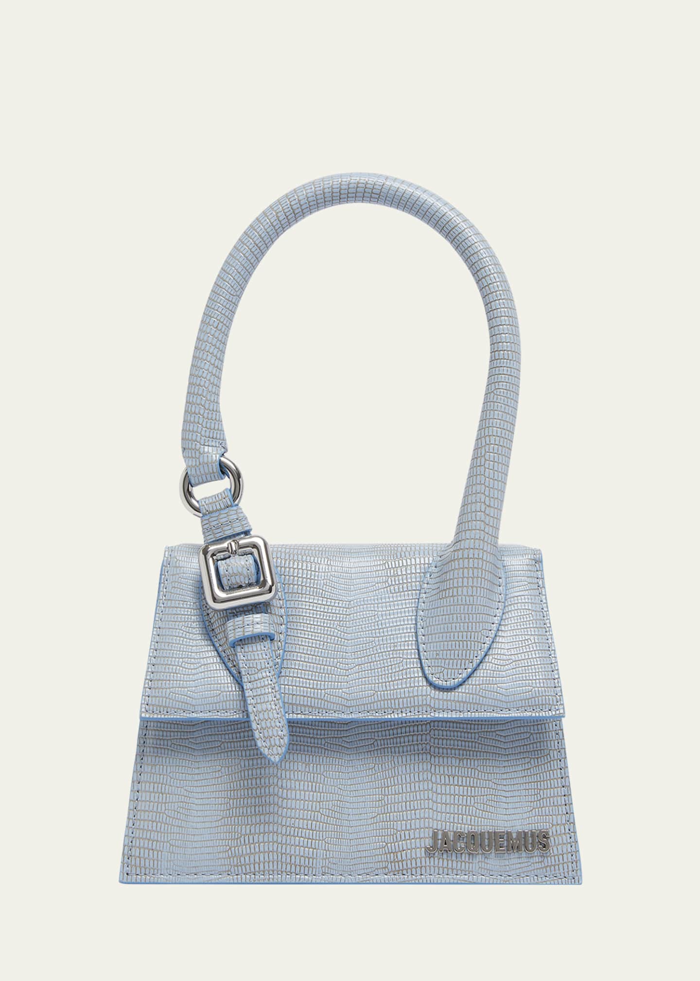 関送込【JACQUEMUS】Le Chiquito Moyen レザー トートバッグ Jacquemus Le Chiquito Moyen Crocodile-Embossed Leather Top