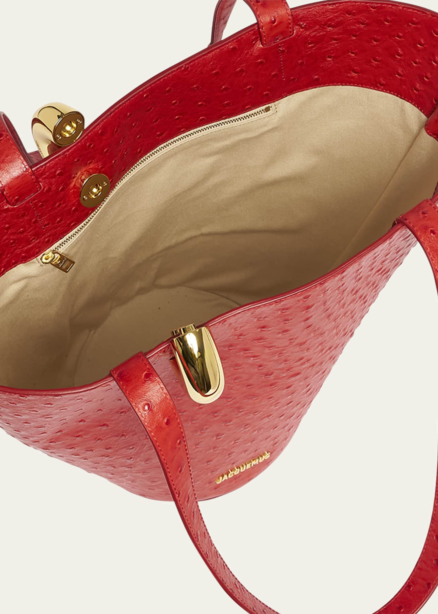 Jacquemus Le Bambola Moyen Ostrich-Embossed Leather Shoulder Bag Image 4 of 6
