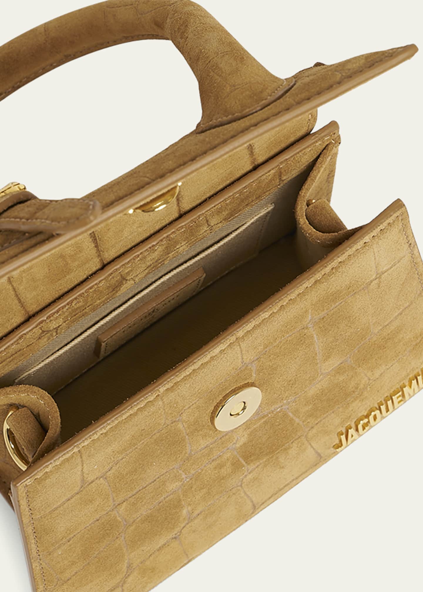 Jacquemus Le Chiquito Moyen Croc-Embossed Suede Top-Handle Bag Image 4 of 6