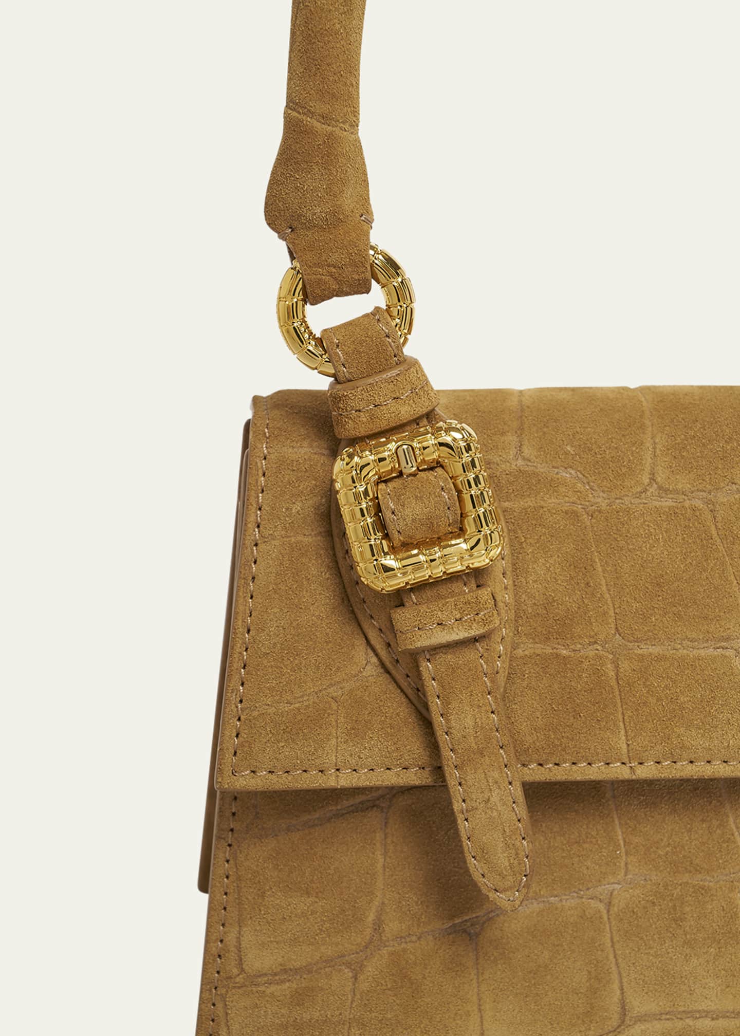 Jacquemus Le Chiquito Moyen Croc-Embossed Suede Top-Handle Bag Image 6 of 6