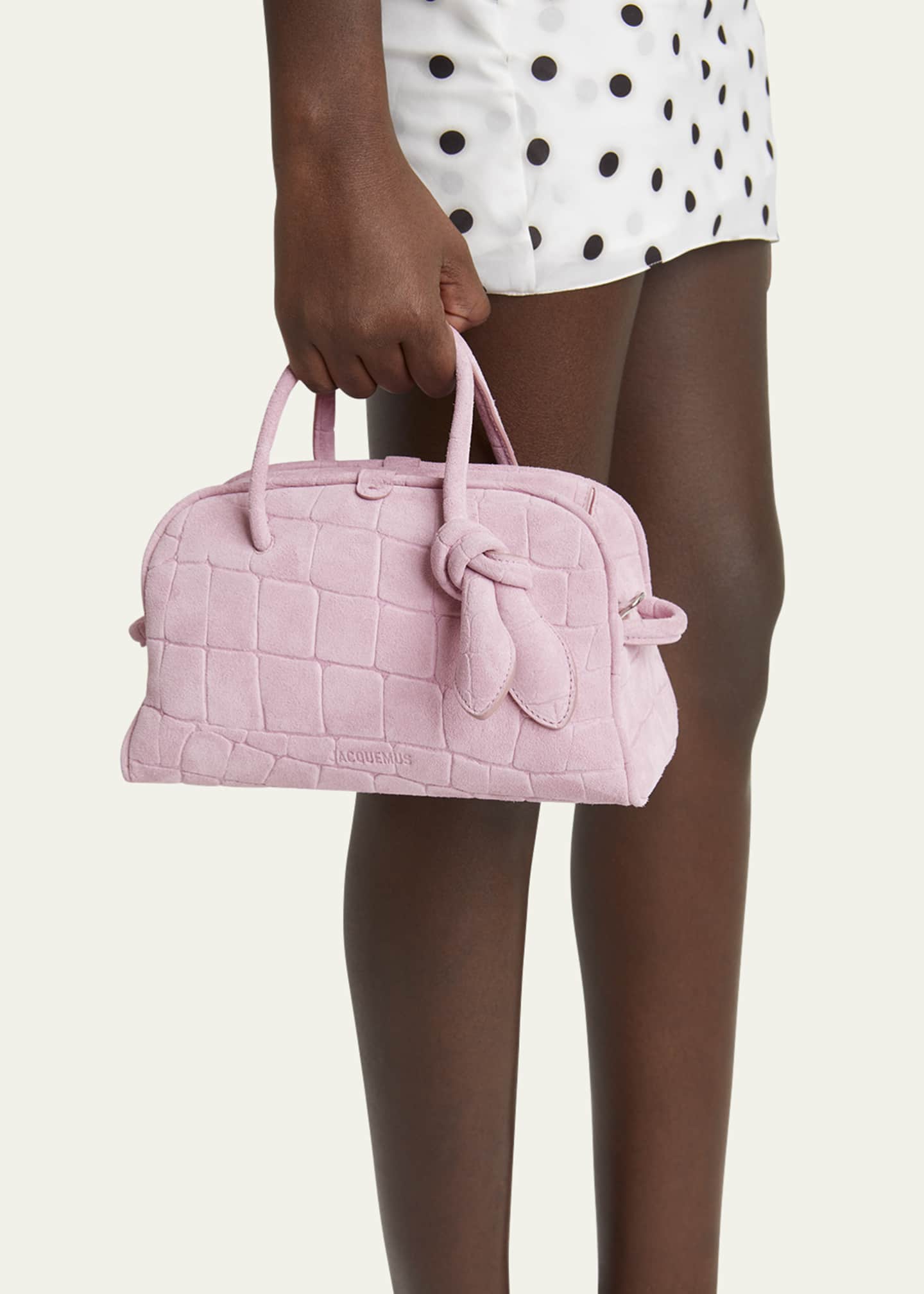 Jacquemus Le Petit Turismo Croc-Embossed Suede Bowling Bag
