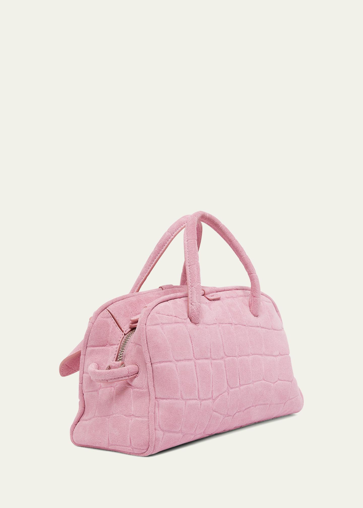 Jacquemus Le Petit Turismo Croc-Embossed Suede Bowling Bag