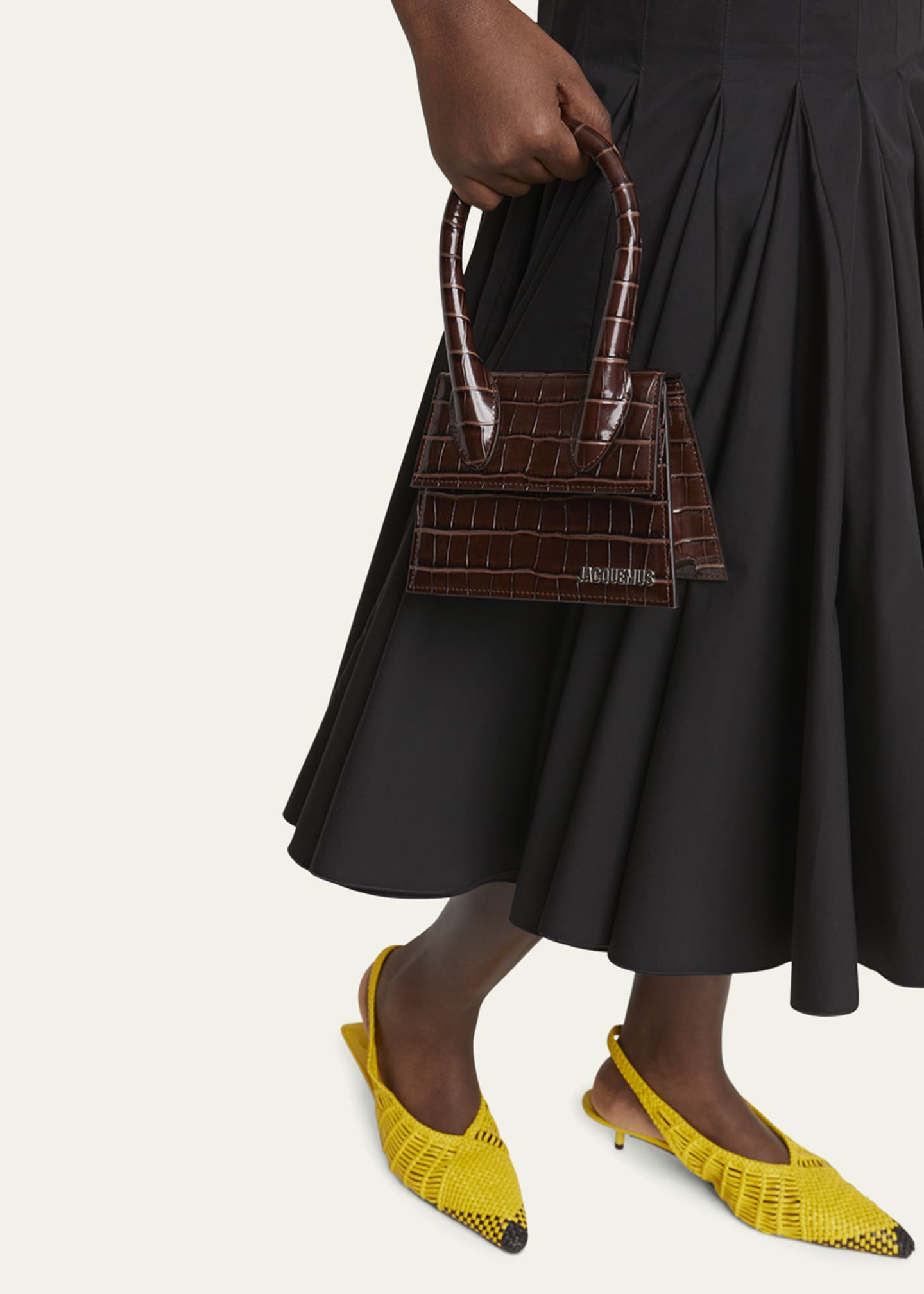 Jacquemus Le Chiquito Moyen Croc-Embossed Leather Top-Handle Bag Image 2 of 6
