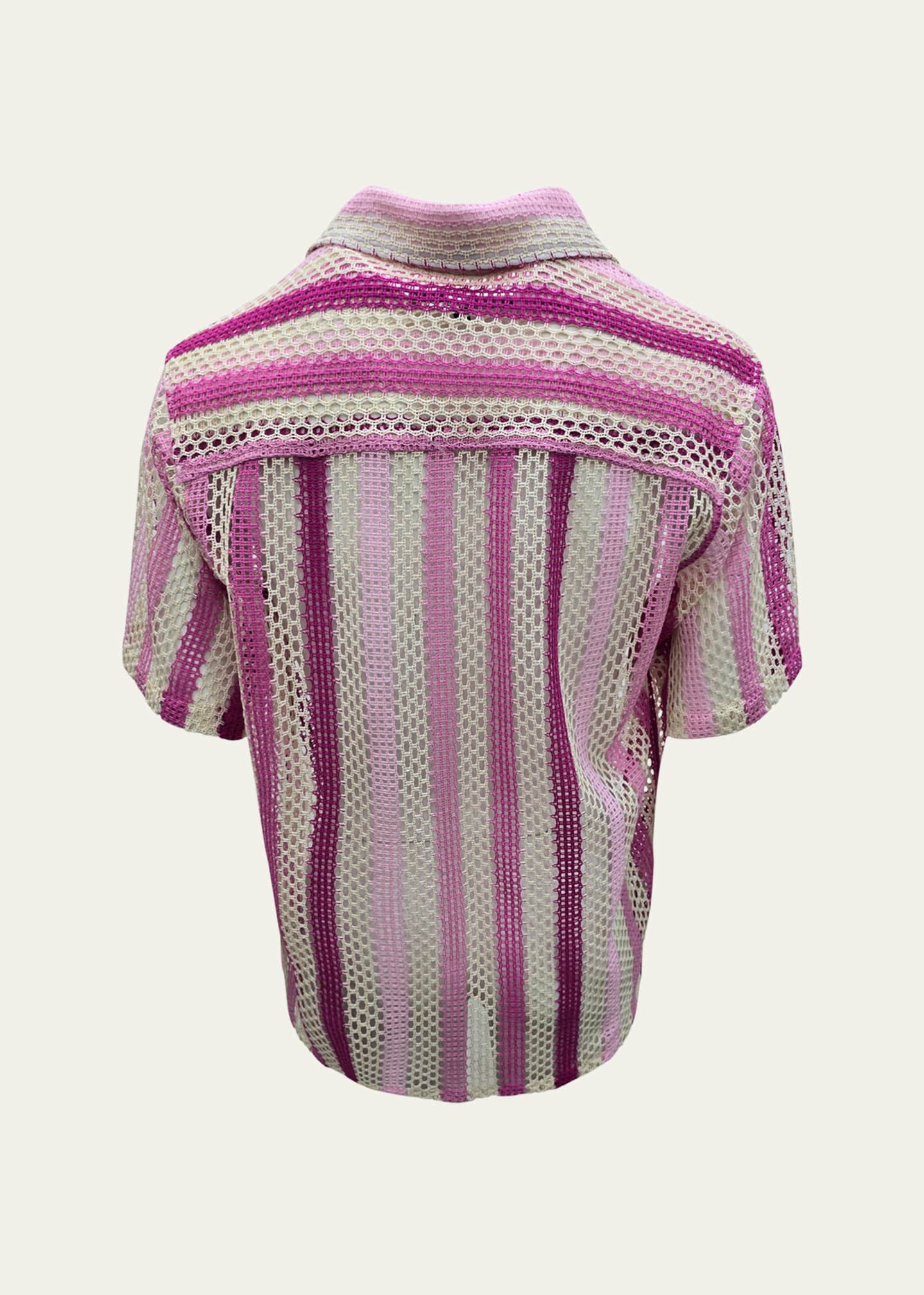 Cout De La Liberte Men's Vincent Striped Mesh Camp Shirt Image 2 of 2