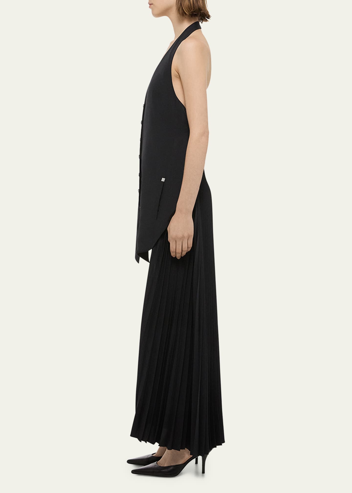 Helmut Lang Pleated Halter Vest Dress Image 4 of 5