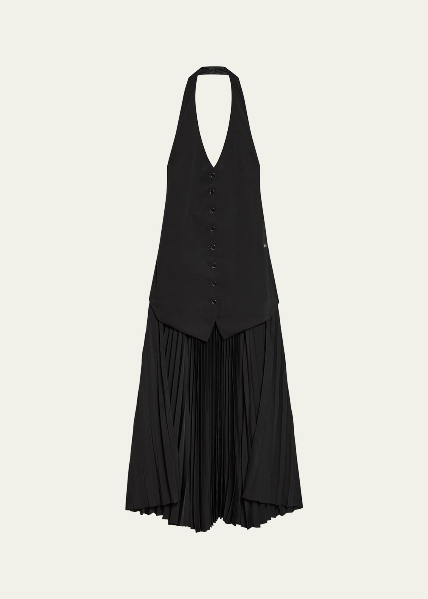 Helmut Lang Pleated Halter Vest Dress Image 1 of 5