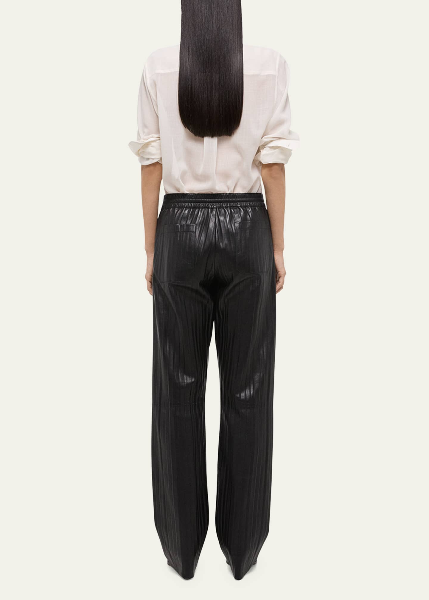 Helmut Lang Pull-On Pleated Leather Car Trousers Image 3 of 5