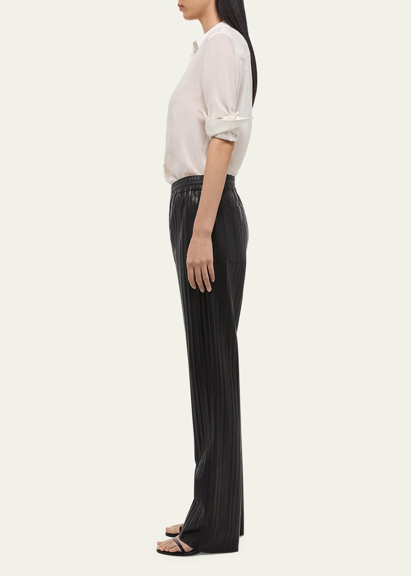 Helmut Lang Pull-On Pleated Leather Car Trousers Image 4 of 5