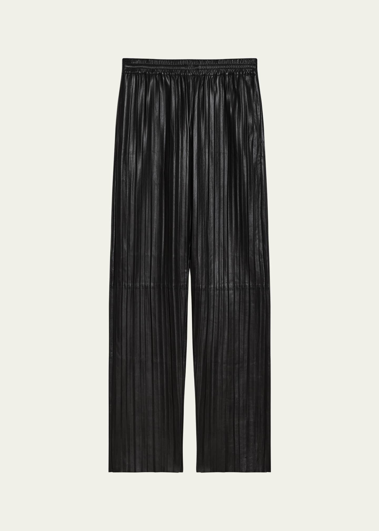 Helmut Lang Pull-On Pleated Leather Car Trousers Image 1 of 5