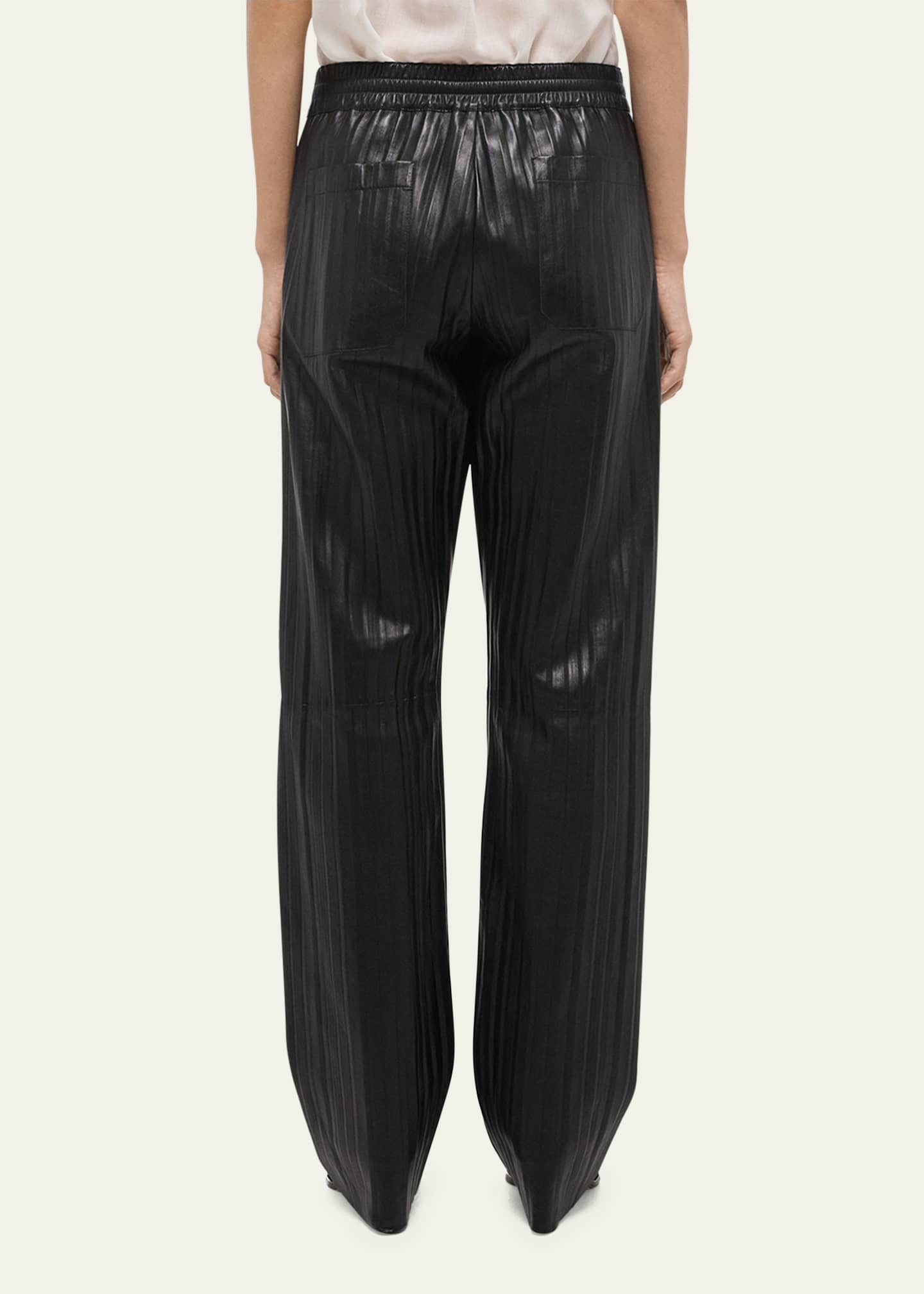 Helmut Lang Pull-On Pleated Leather Car Trousers Image 5 of 5